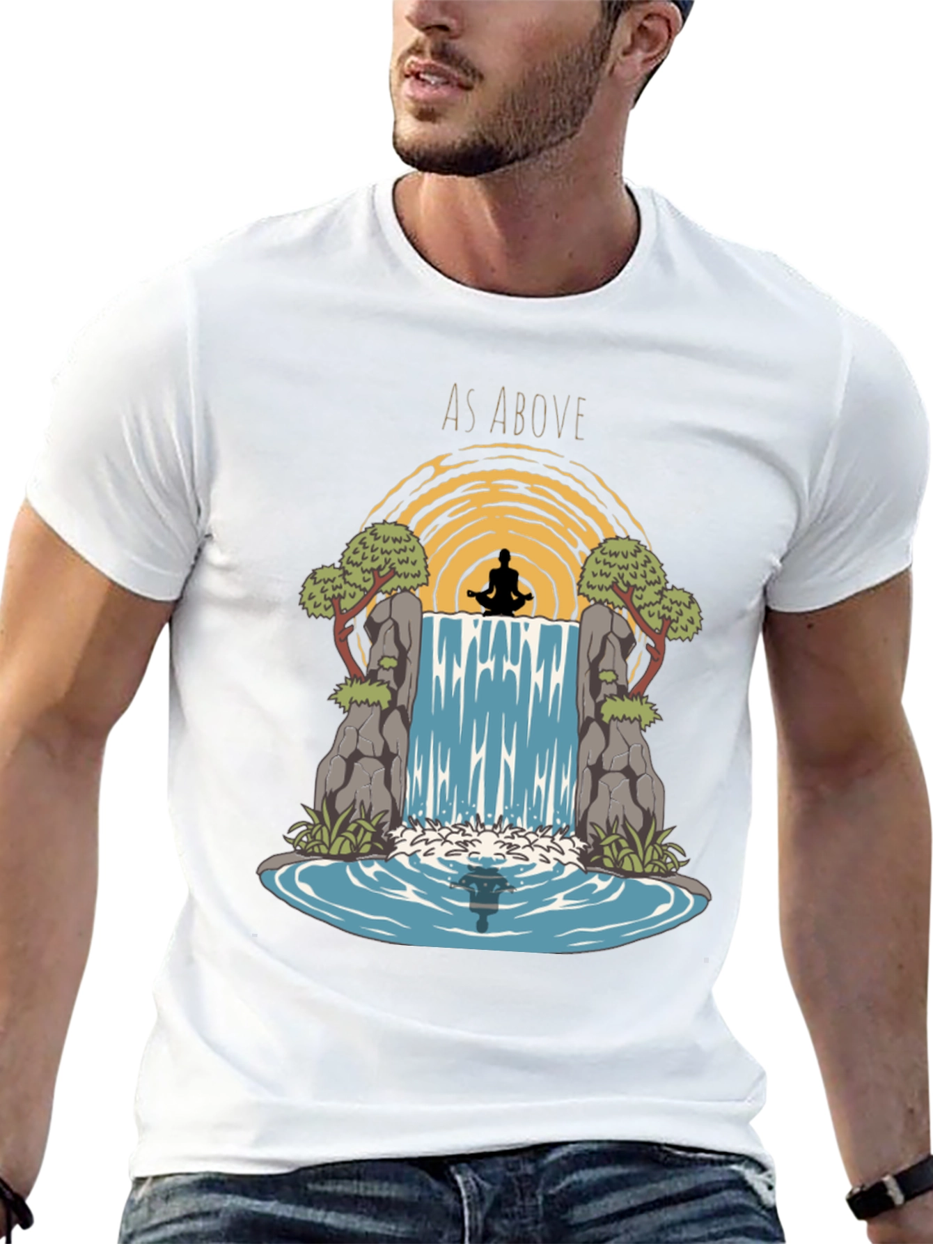 As Above Graphic Print T-Shirt - Zen Meditation Design