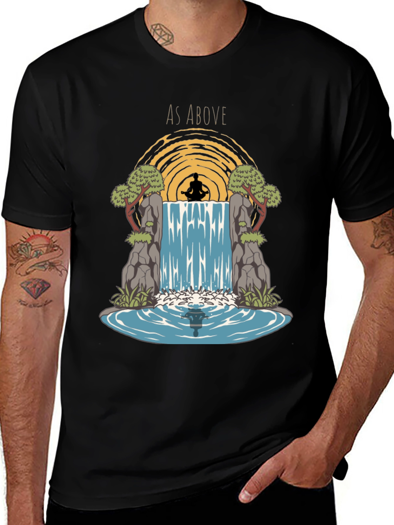 As Above Graphic Print T-Shirt - Zen Meditation Design