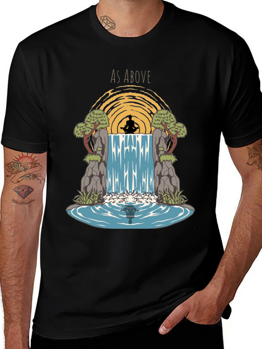 As Above Graphic Print T-Shirt - Zen Meditation Design
