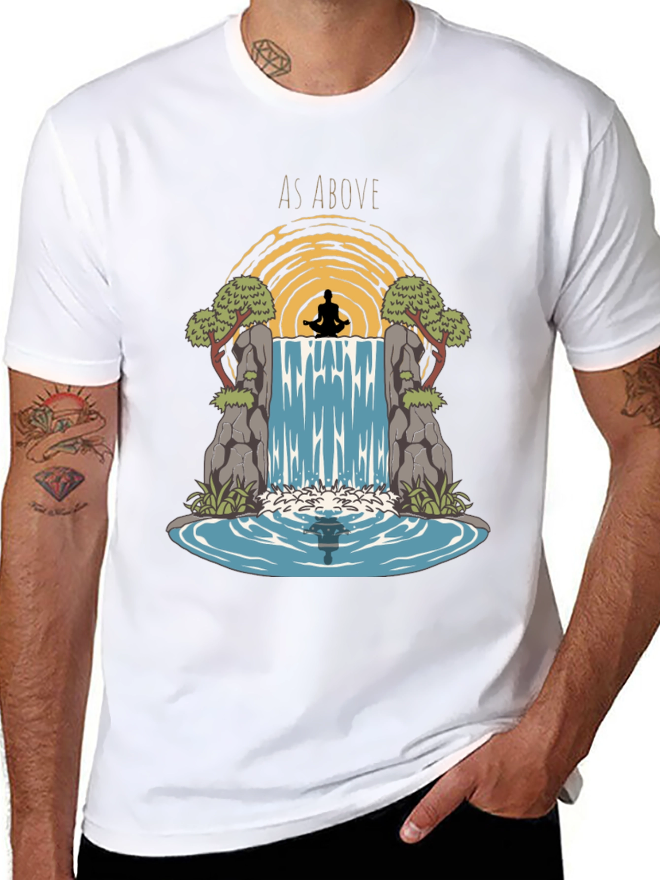 As Above Graphic Print T-Shirt - Zen Meditation Design
