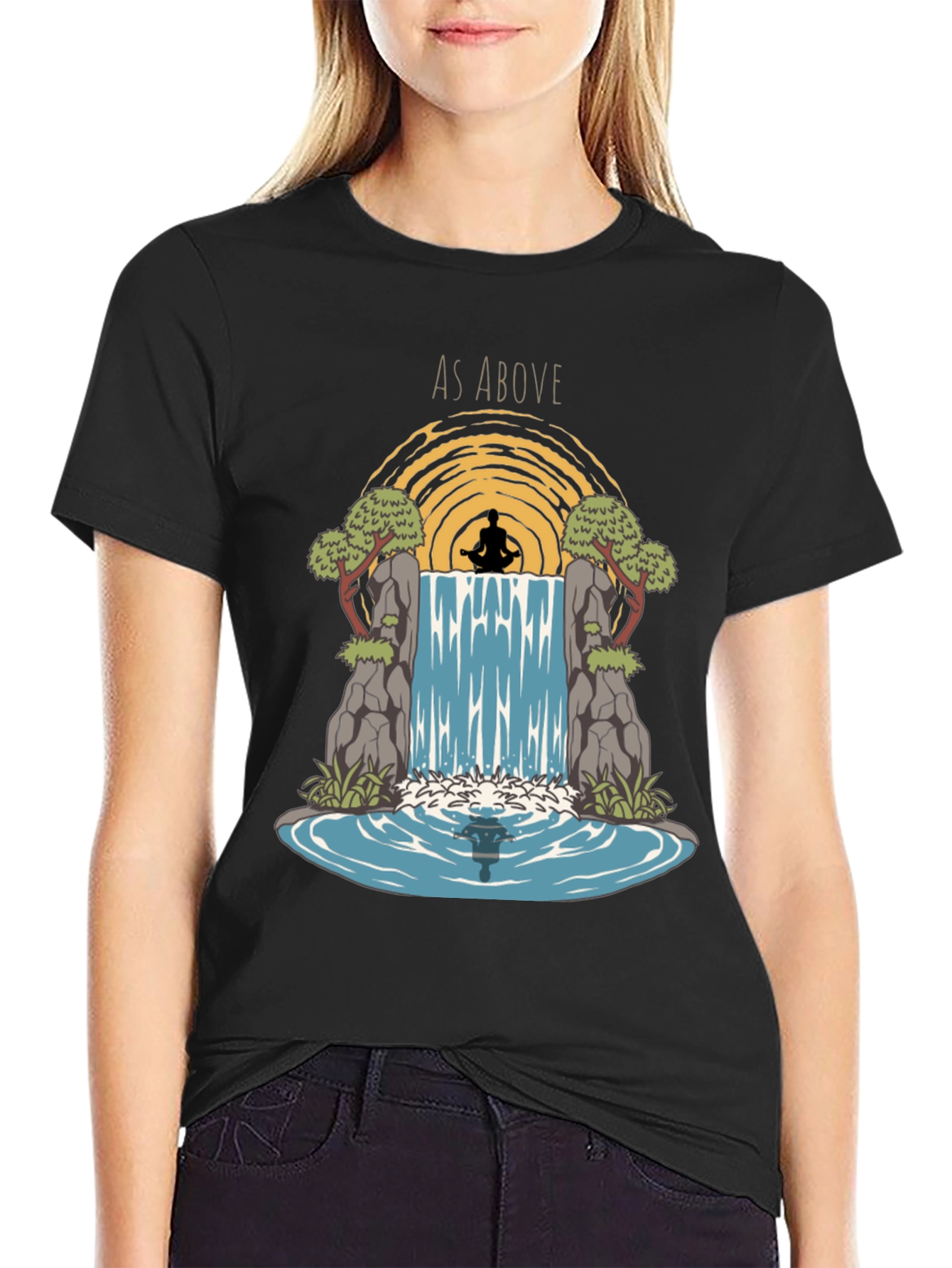 As Above Graphic Print T-Shirt - Zen Meditation Design