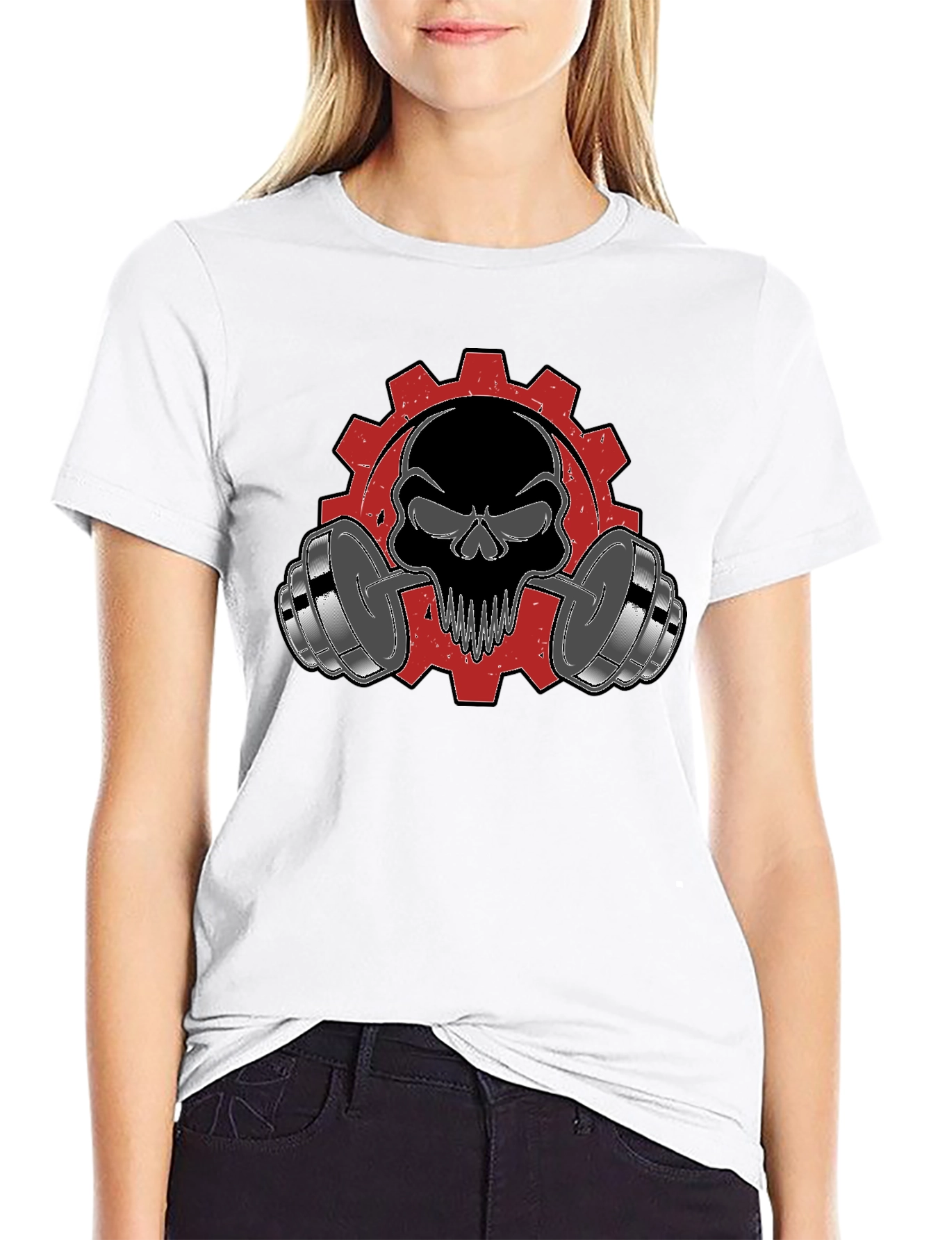 Skull & Weights Graphic T-Shirt - Gym Motivation
