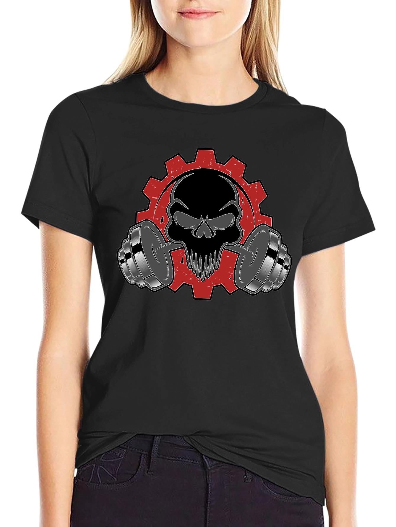 Skull & Weights Graphic T-Shirt - Gym Motivation