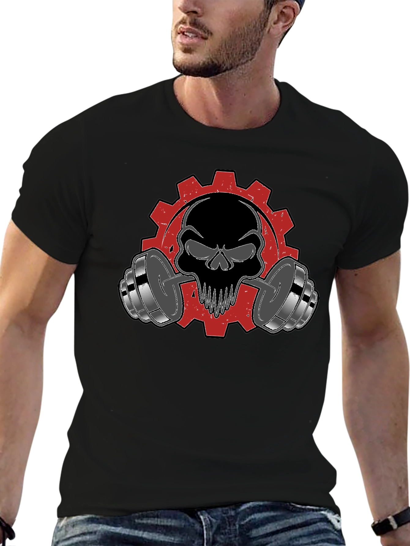 Skull & Weights Graphic T-Shirt - Gym Motivation