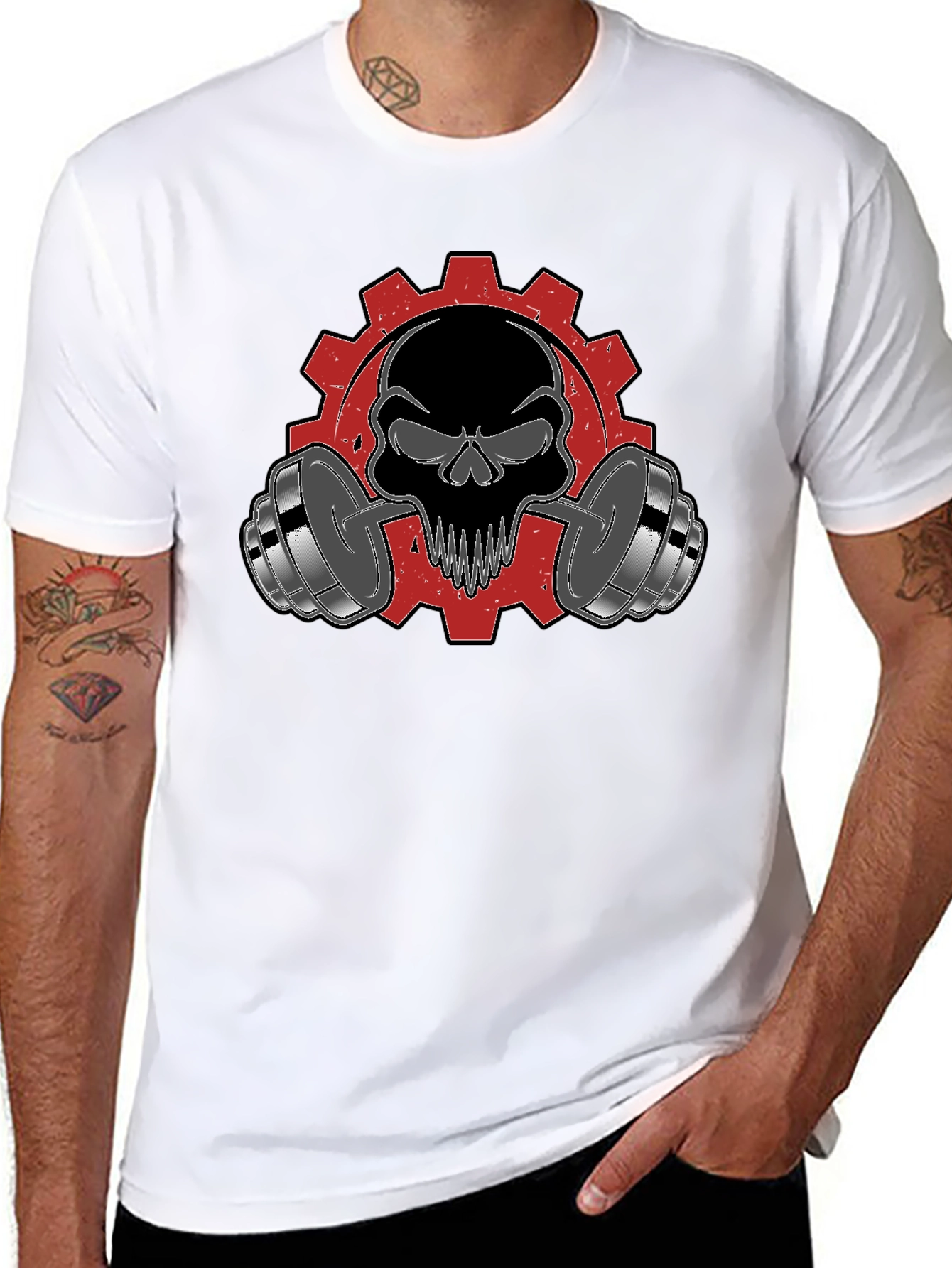Skull & Weights Graphic T-Shirt - Gym Motivation
