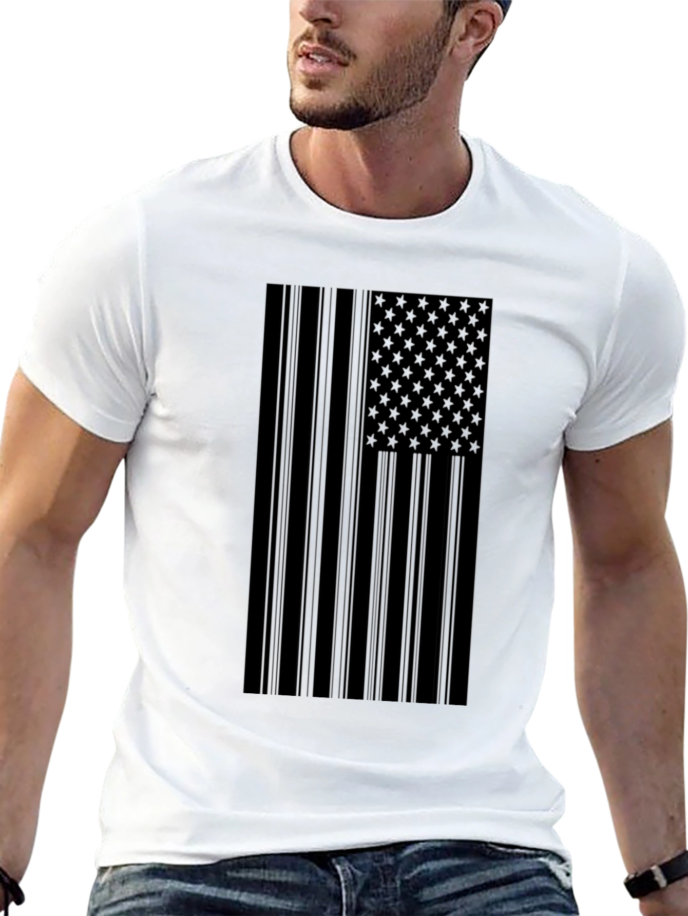USA Flag Graphic Black T-Shirt
