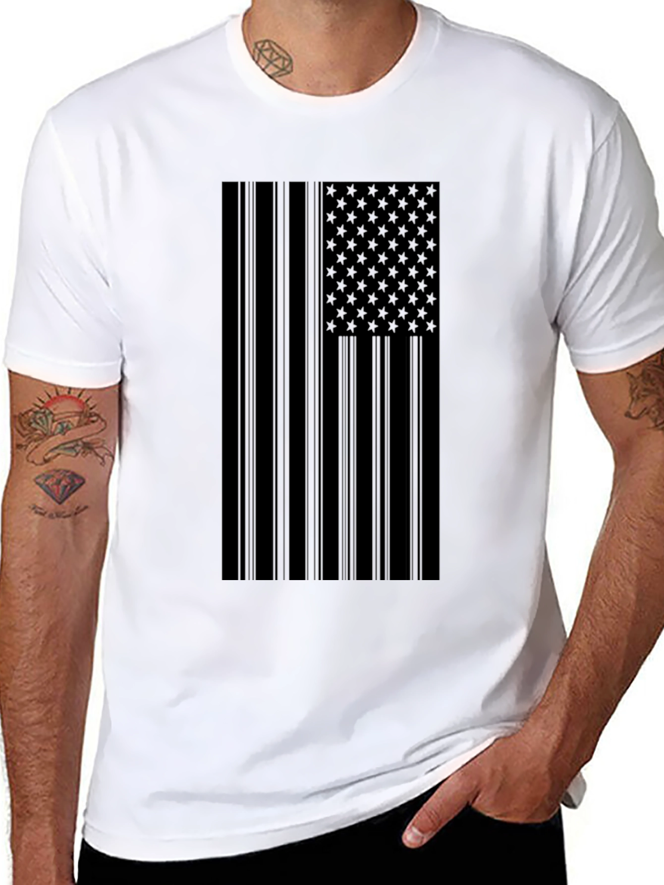 USA Flag Graphic Black T-Shirt