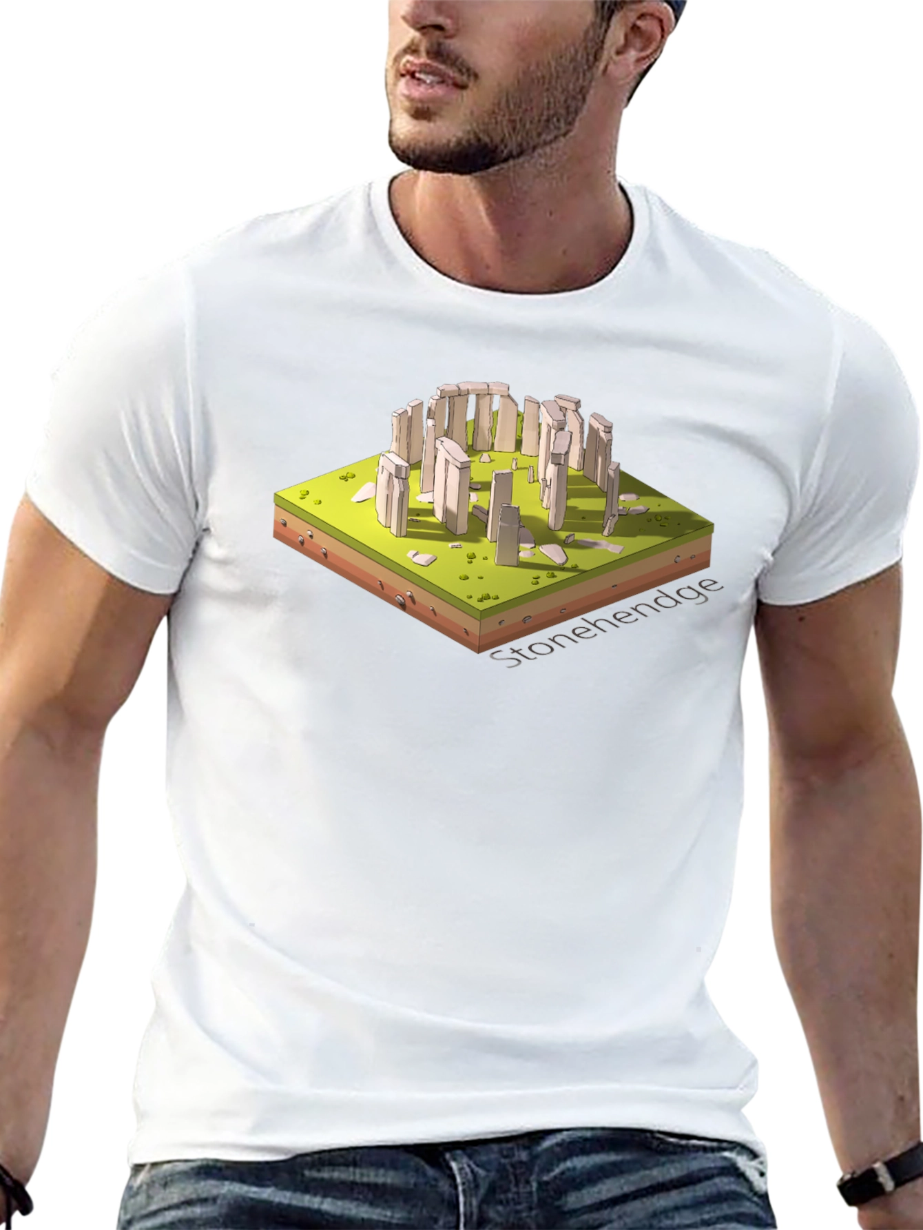Stonehenge Isometric Art Black T-Shirt