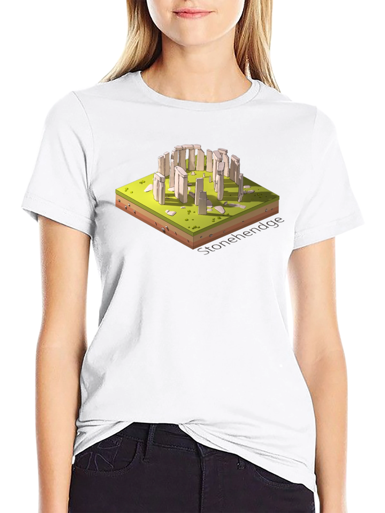 Stonehenge Isometric Art Black T-Shirt