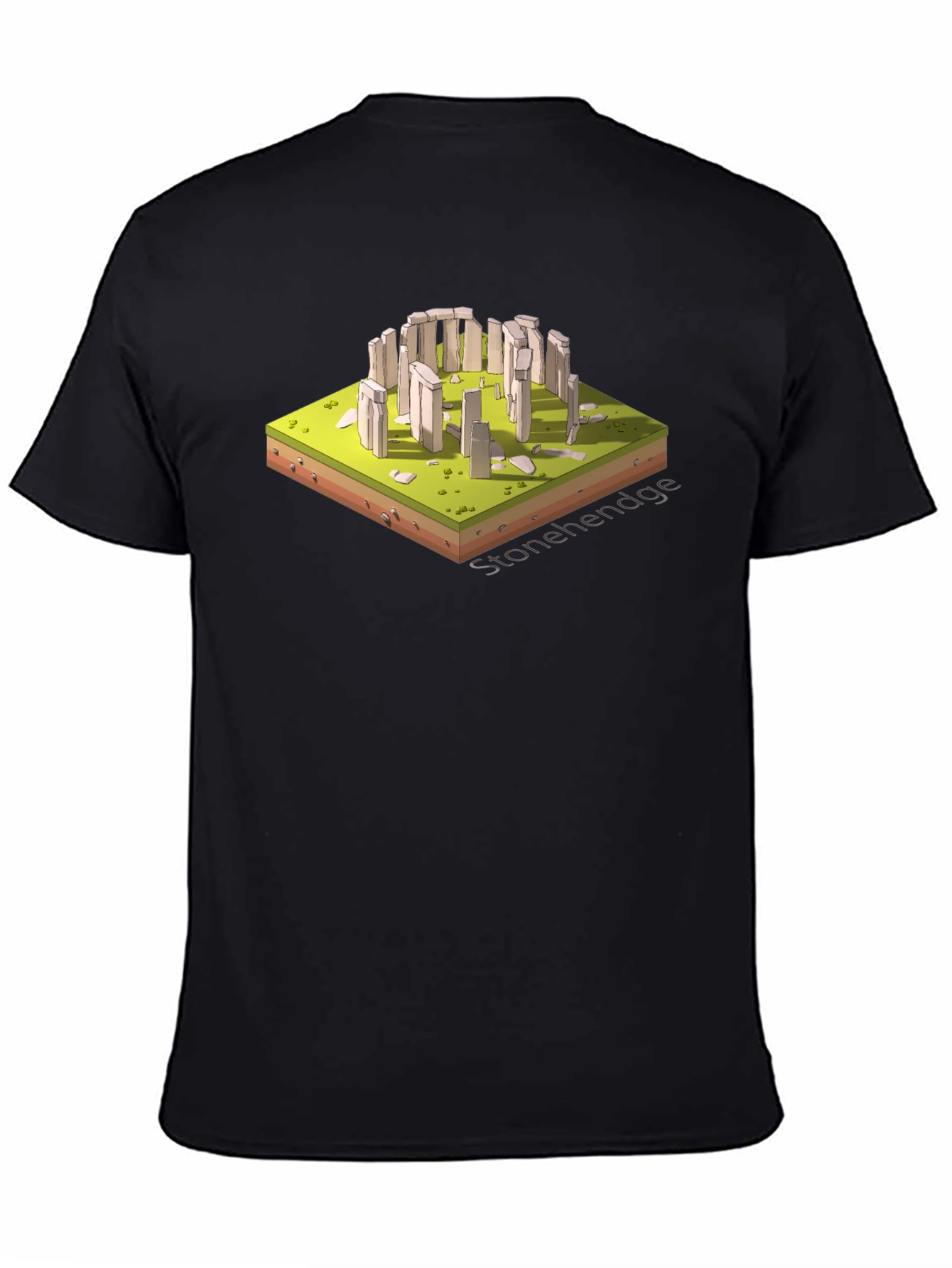 Stonehenge Isometric Art Black T-Shirt