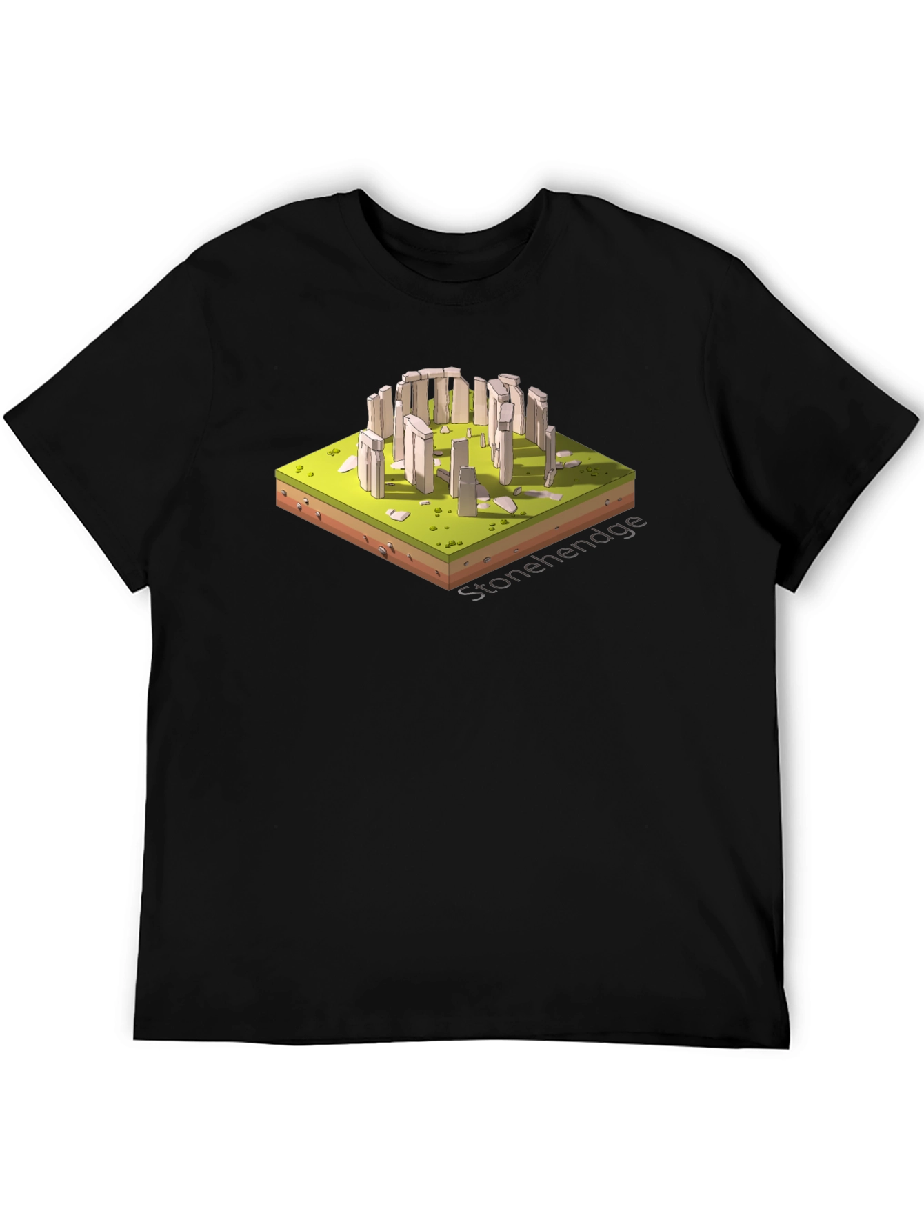 Stonehenge Isometric Art Black T-Shirt