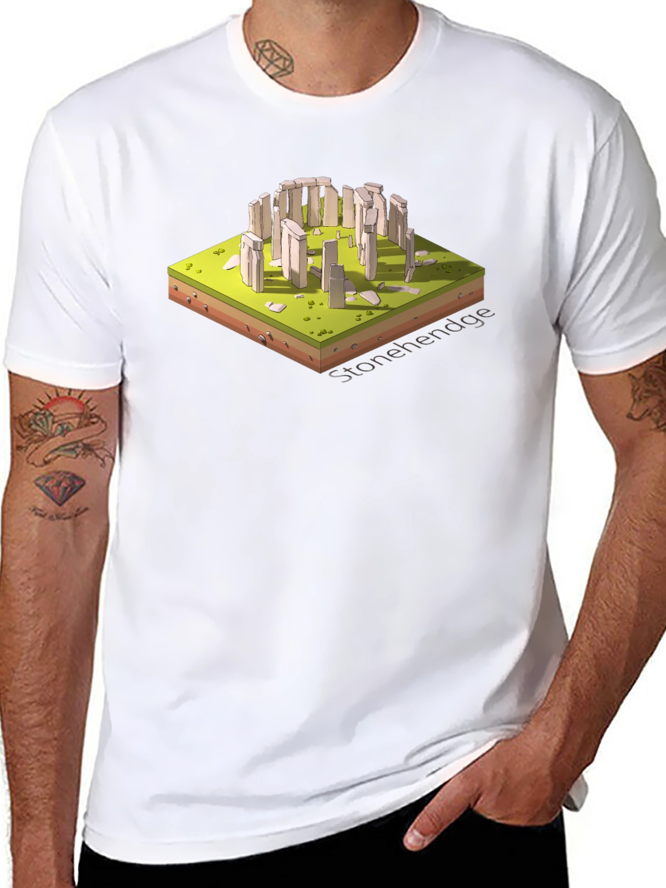 Stonehenge Isometric Art Black T-Shirt