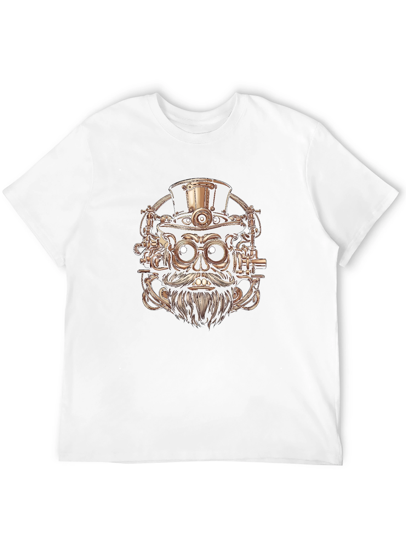 Steampunk Robot Head Graphic Tee - Black Cotton Shirt