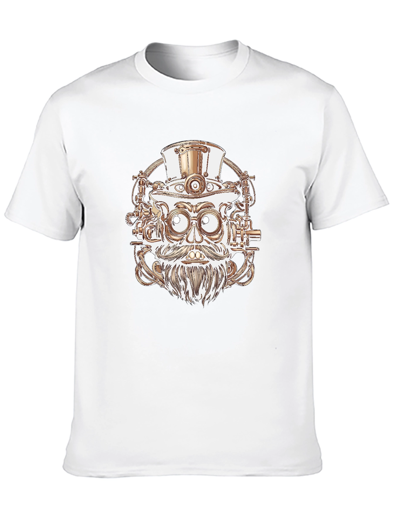 Steampunk Robot Head Graphic Tee - Black Cotton Shirt