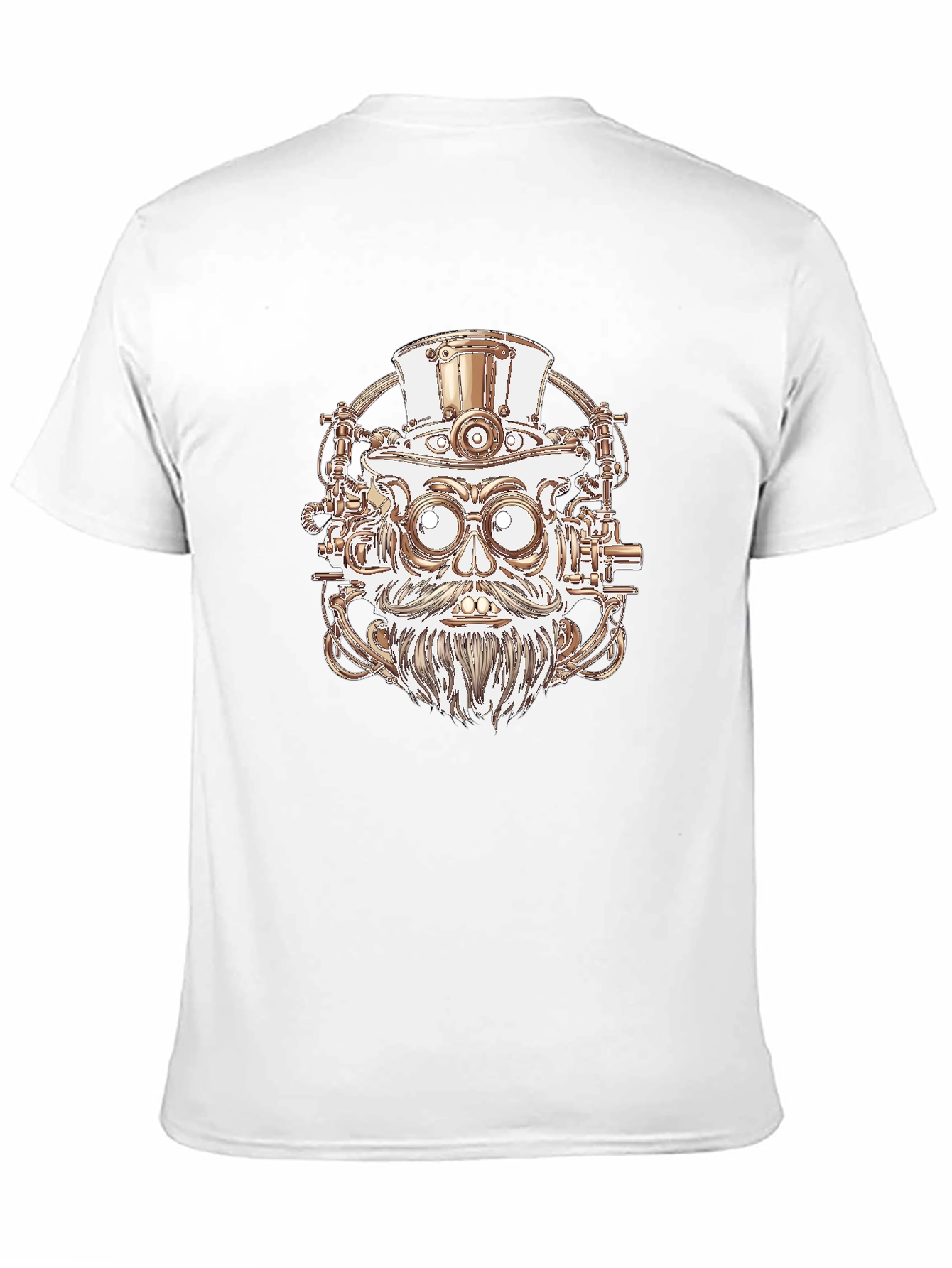 Steampunk Robot Head Graphic Tee - Black Cotton Shirt