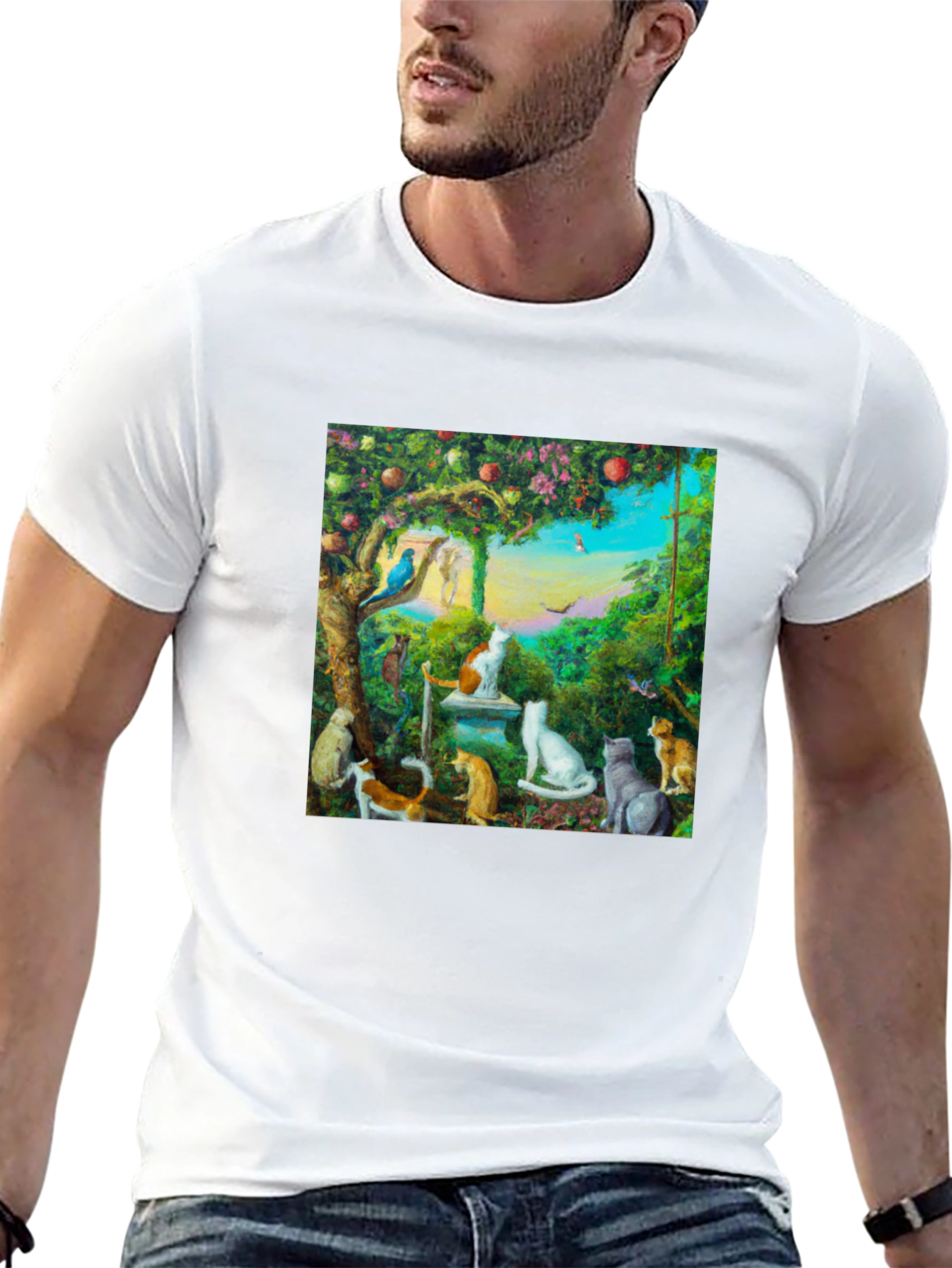 Whimsical Cat Garden T-Shirt