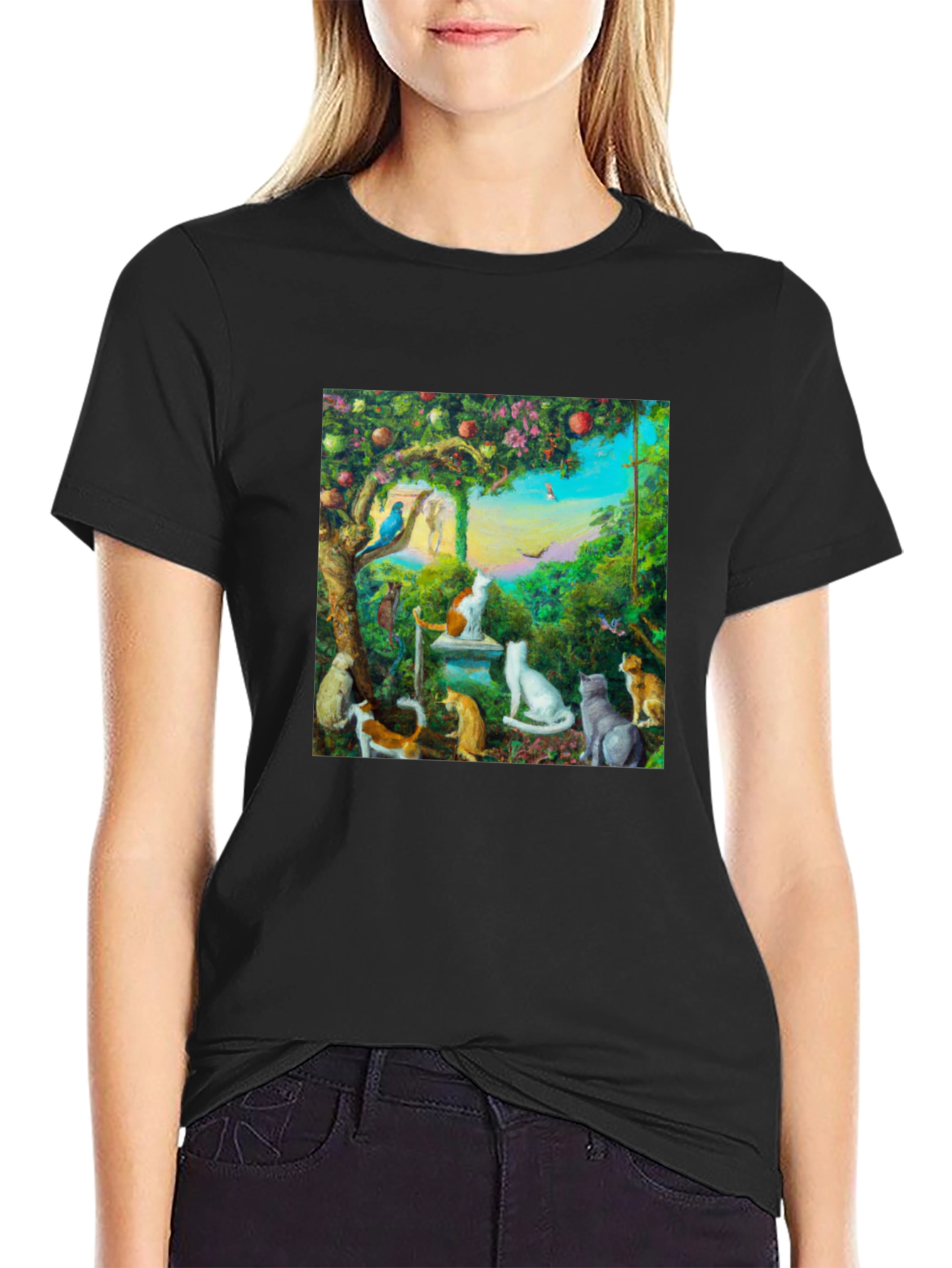 Whimsical Cat Garden T-Shirt