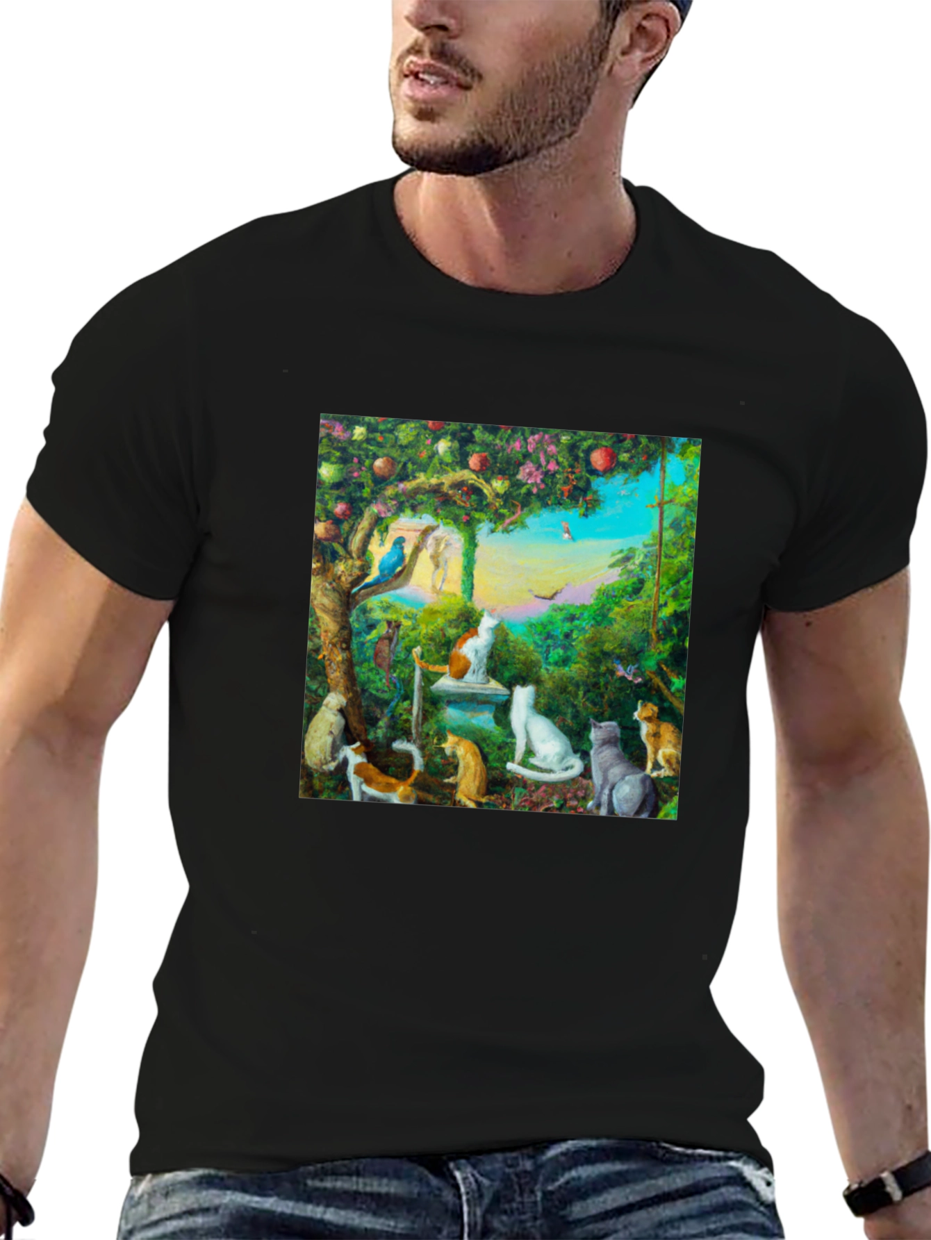Whimsical Cat Garden T-Shirt
