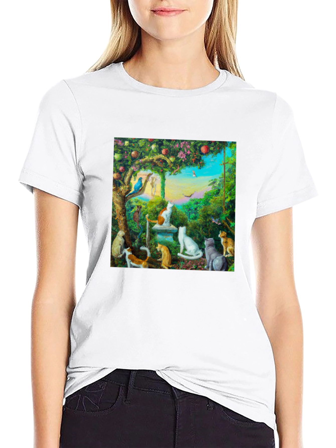 Whimsical Cat Garden T-Shirt