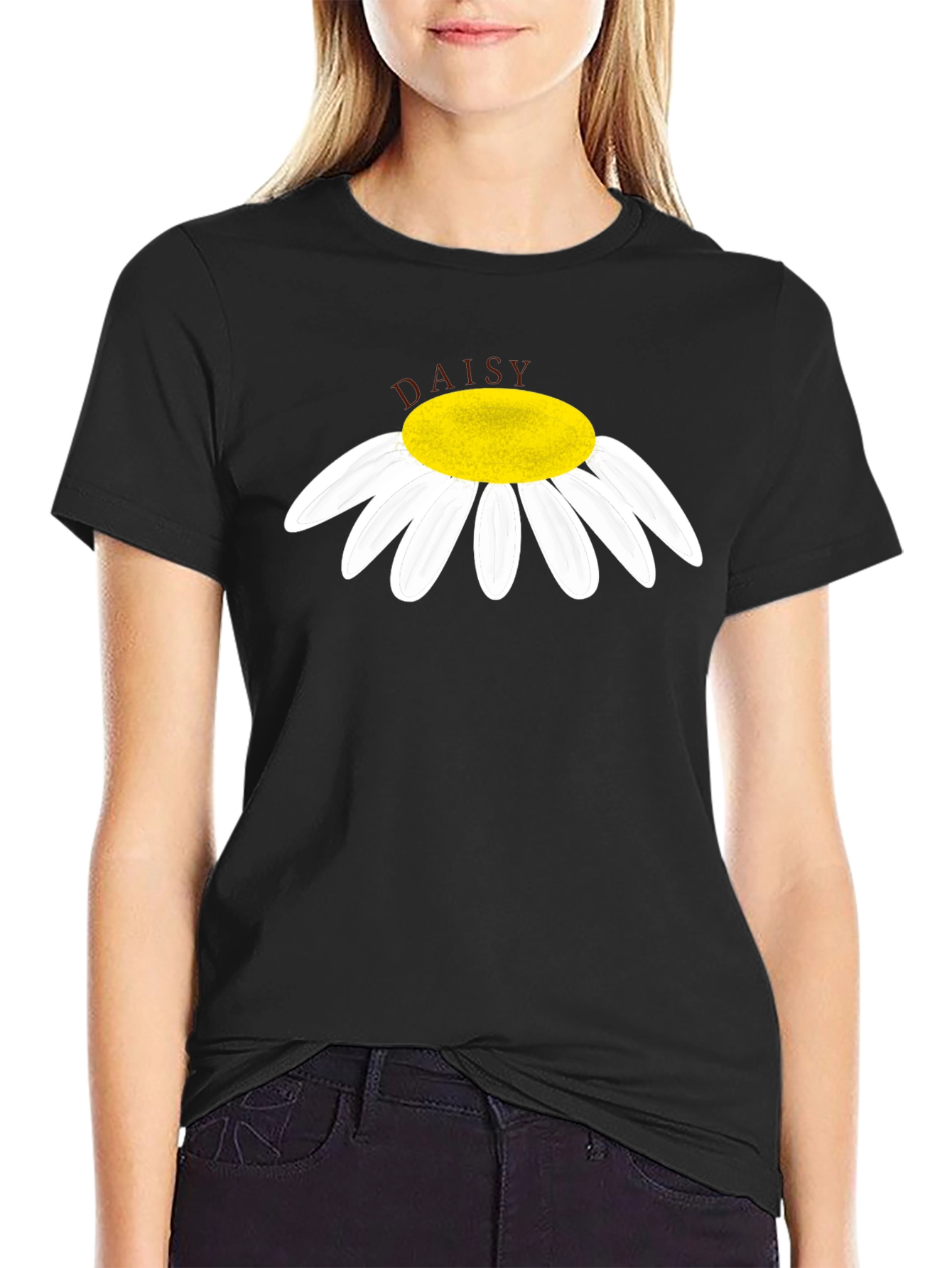 Daisy Graphic Tee - Stylish Black Cotton T-Shirt