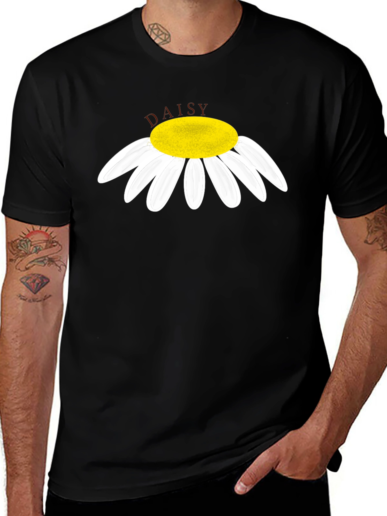 Daisy Graphic Tee - Stylish Black Cotton T-Shirt