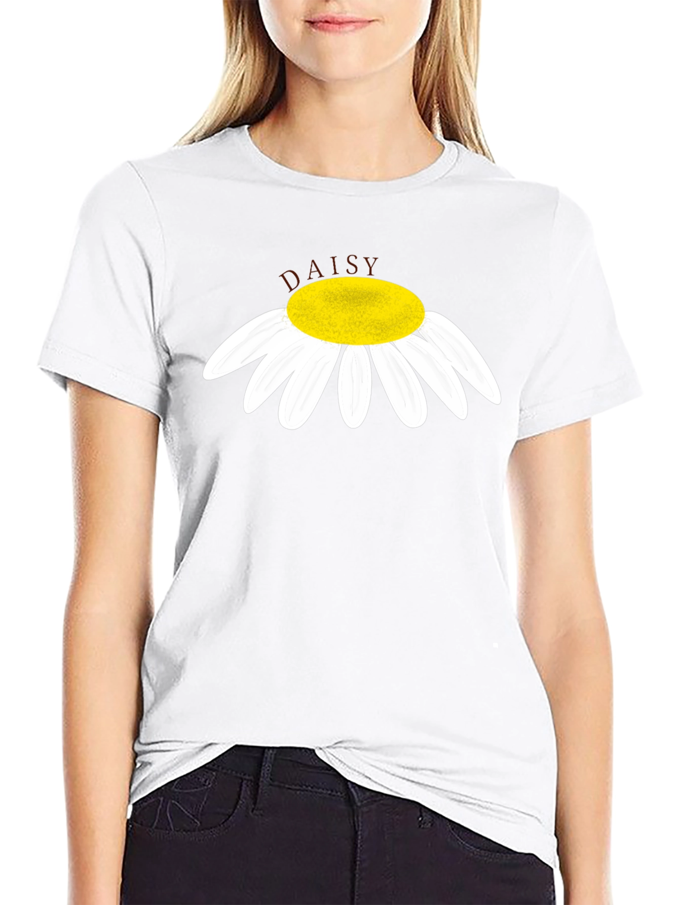 Daisy Graphic Tee - Stylish Black Cotton T-Shirt