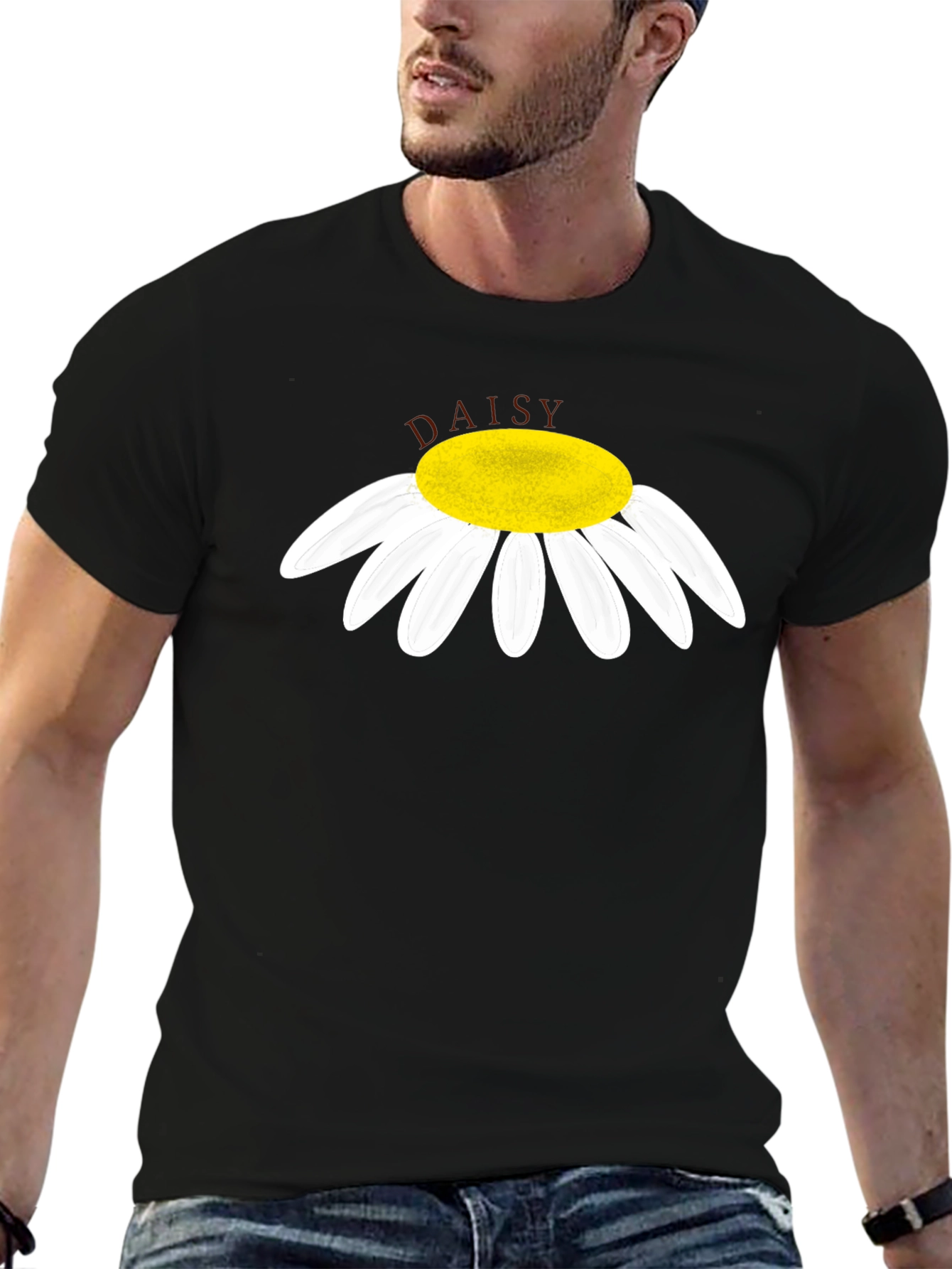 Daisy Graphic Tee - Stylish Black Cotton T-Shirt