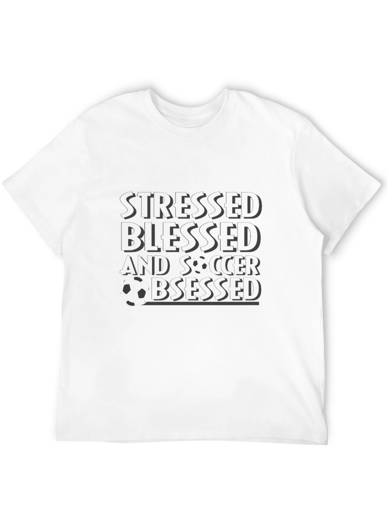 Stressed Blessed Soccer Obsessed Black Graphic Tee