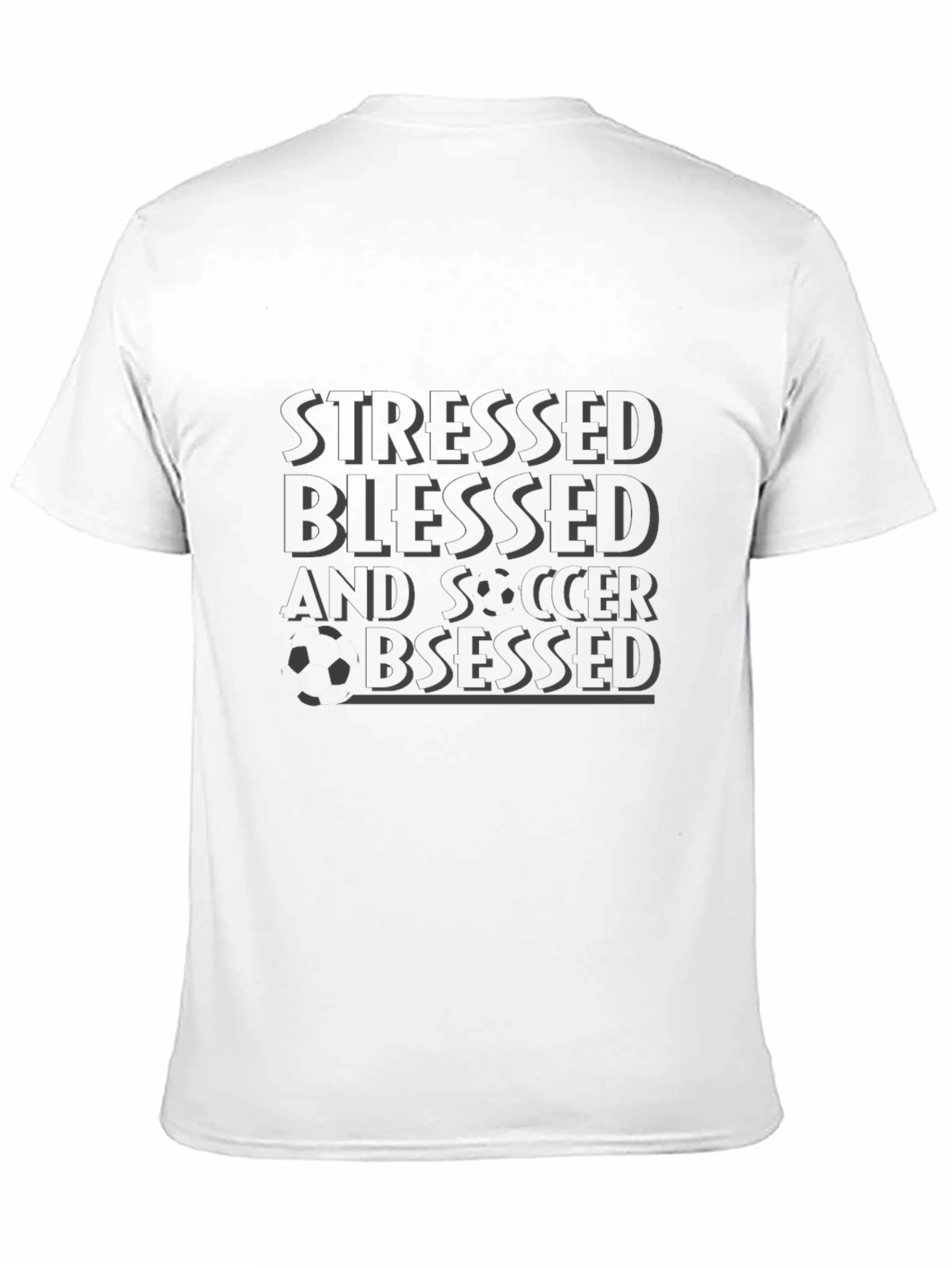 Stressed Blessed Soccer Obsessed Black Graphic Tee