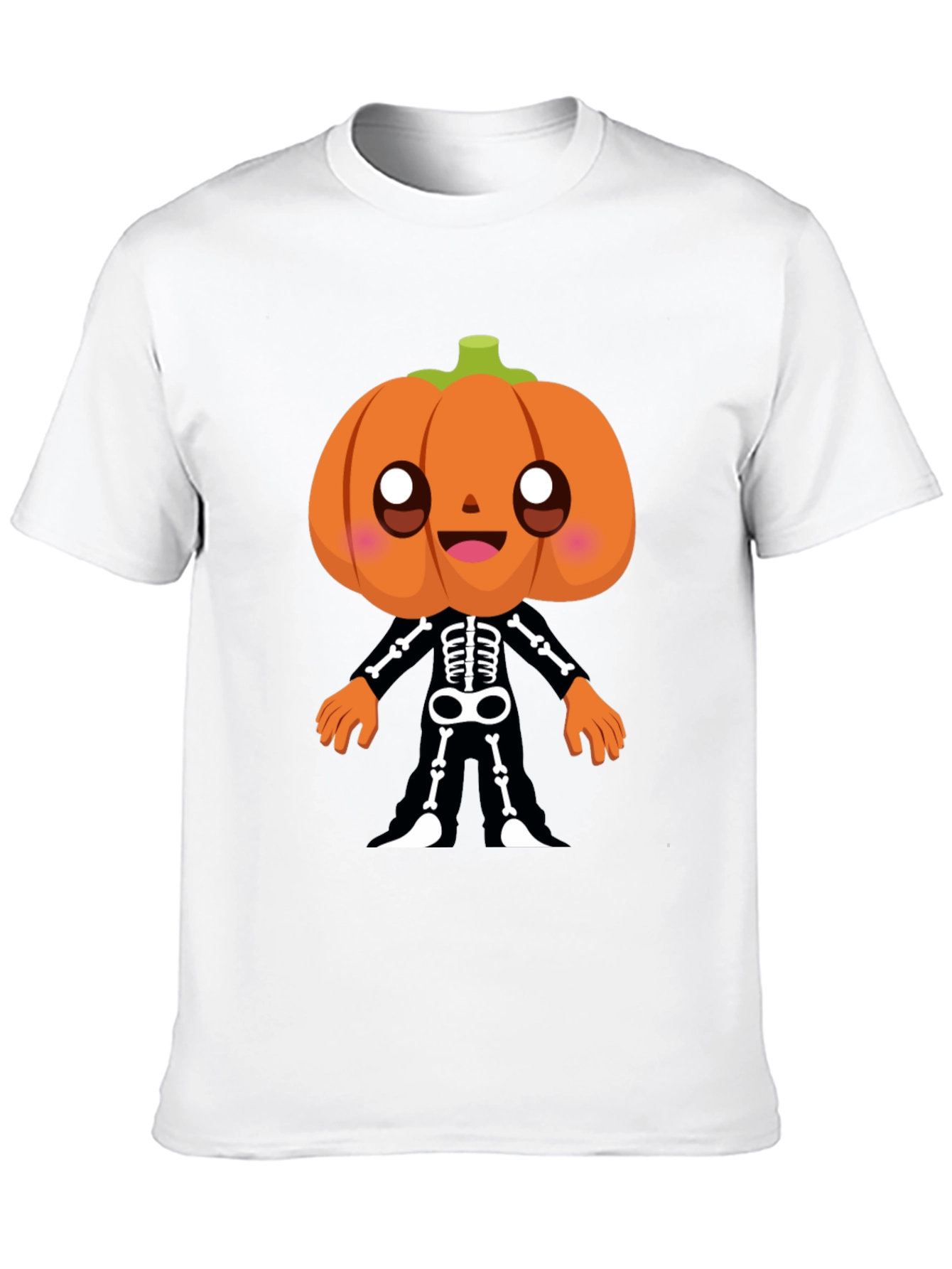 Pumpkin Skeleton Graphic Tee - Halloween Fun!