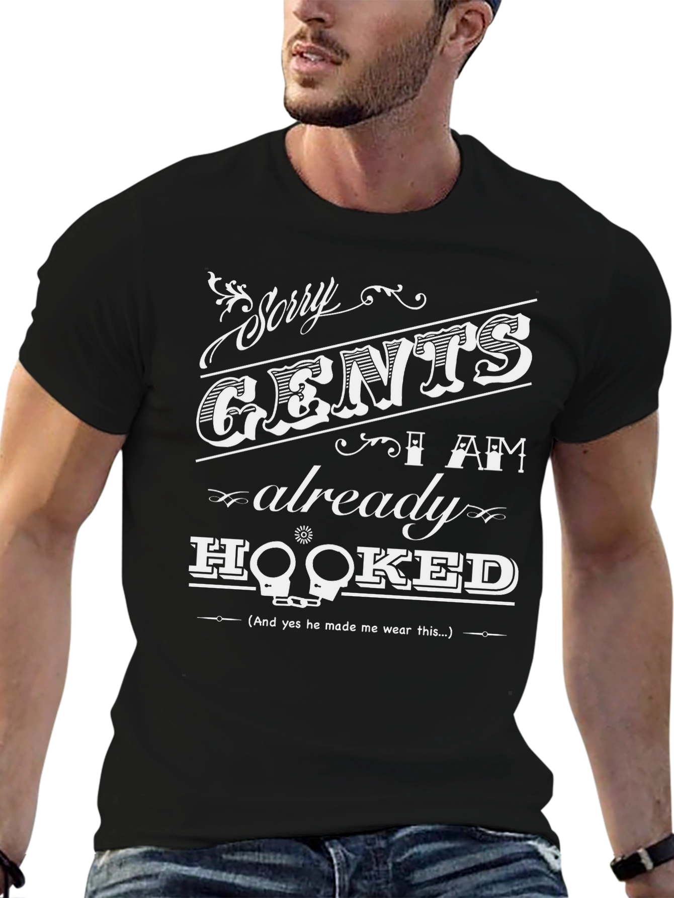 Sorry Gents Hooked Black Graphic Tee
