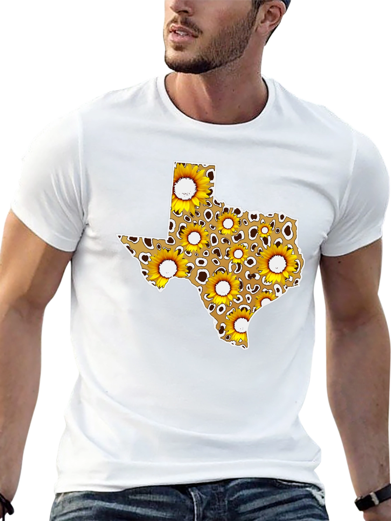 Texas Sunflower Leopard Print T-Shirt