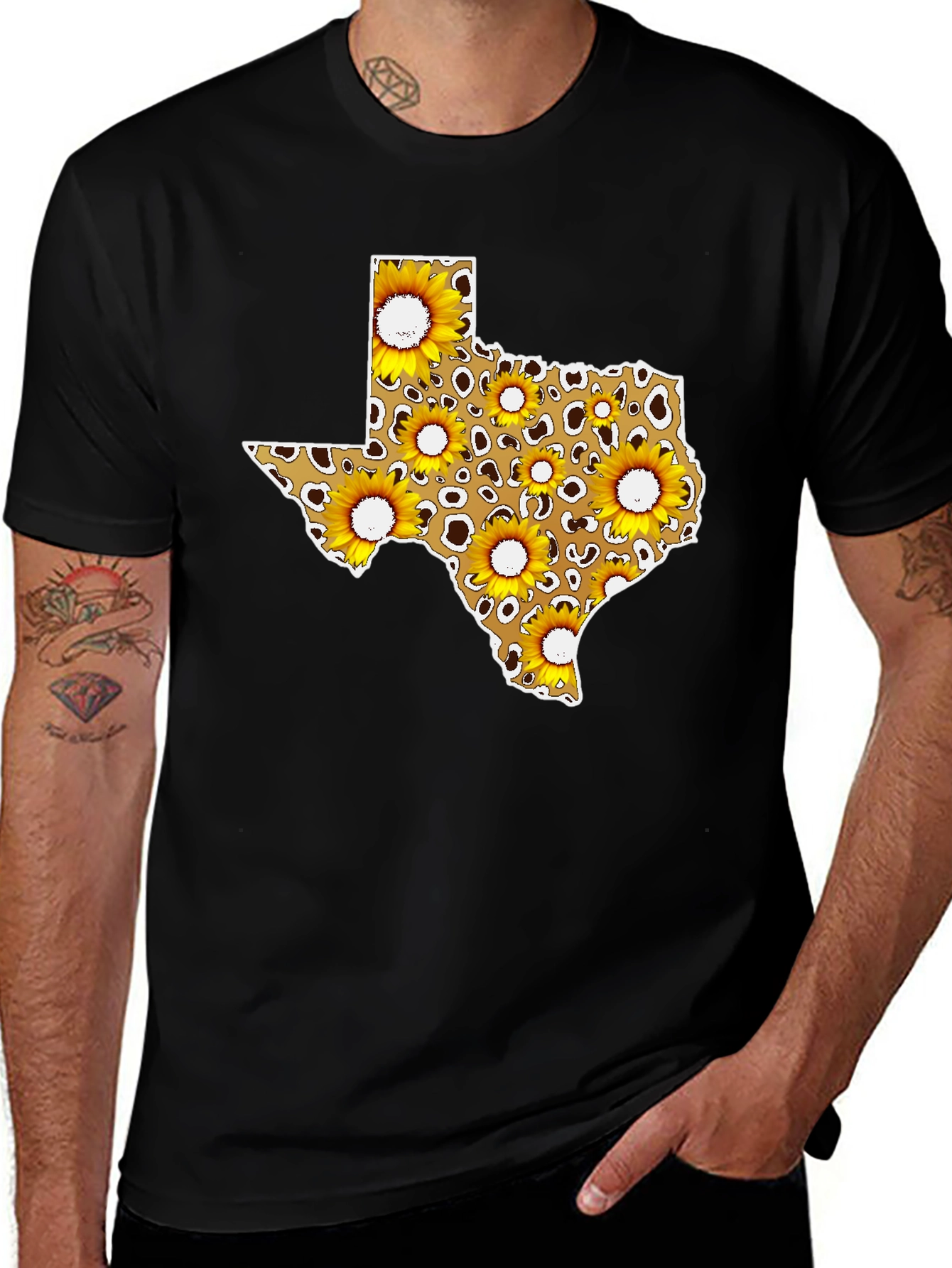 Texas Sunflower Leopard Print T-Shirt