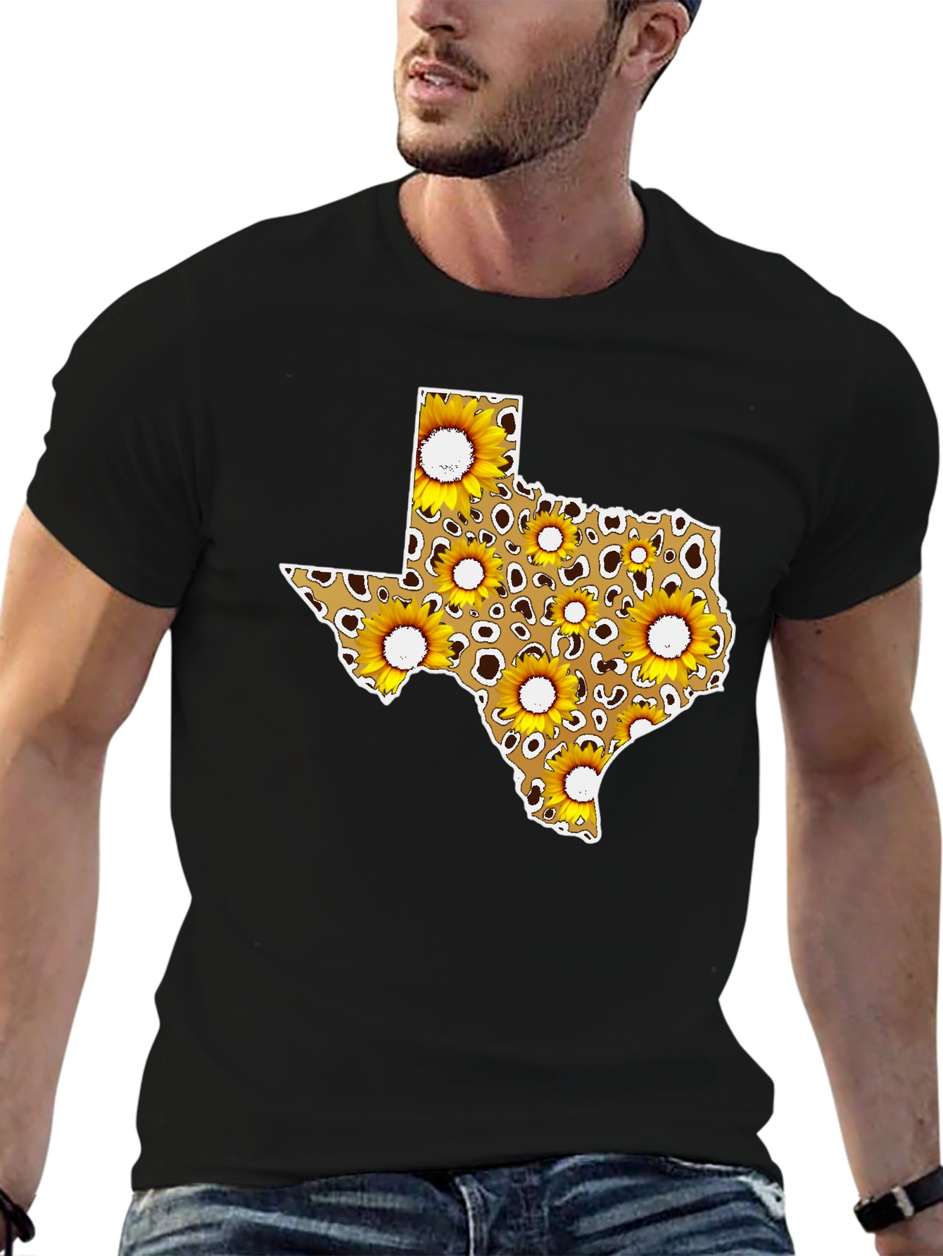 Texas Sunflower Leopard Print T-Shirt