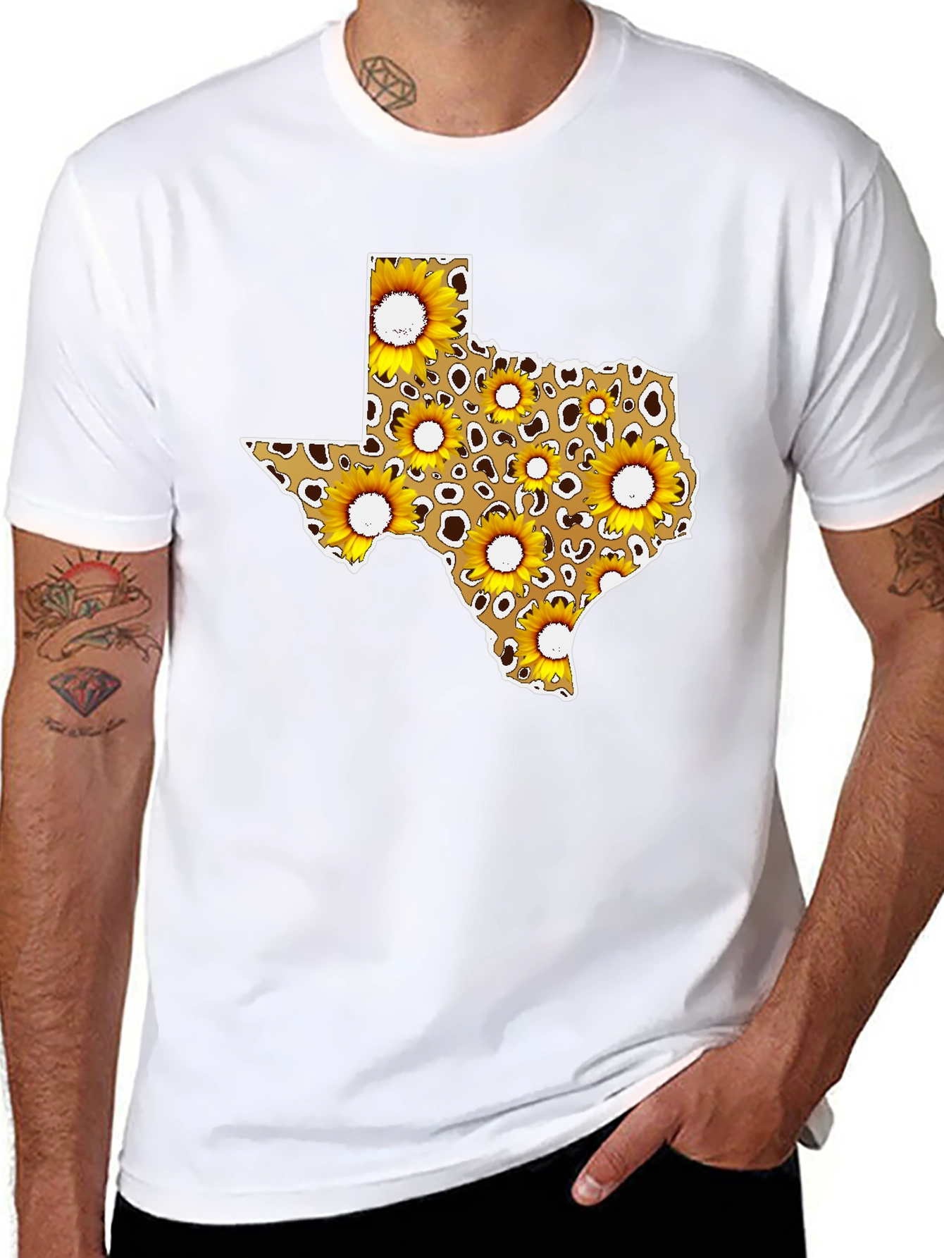 Texas Sunflower Leopard Print T-Shirt