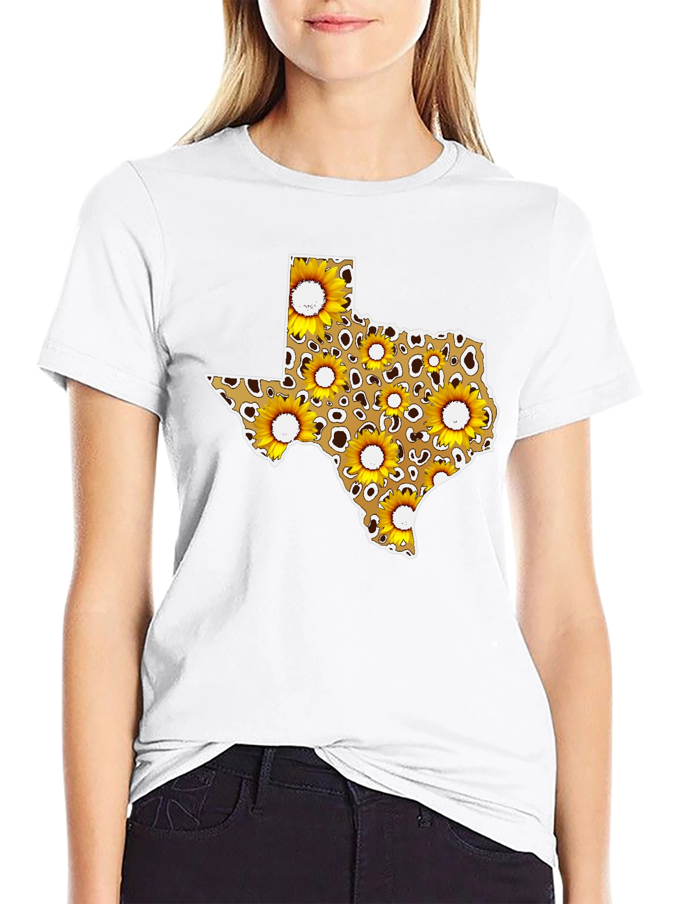 Texas Sunflower Leopard Print T-Shirt