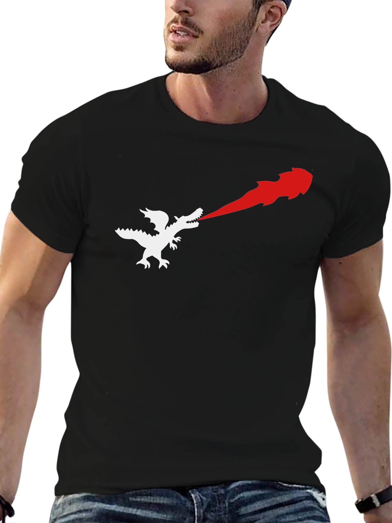 Dragon Fire Breath Graphic T-Shirt - Black