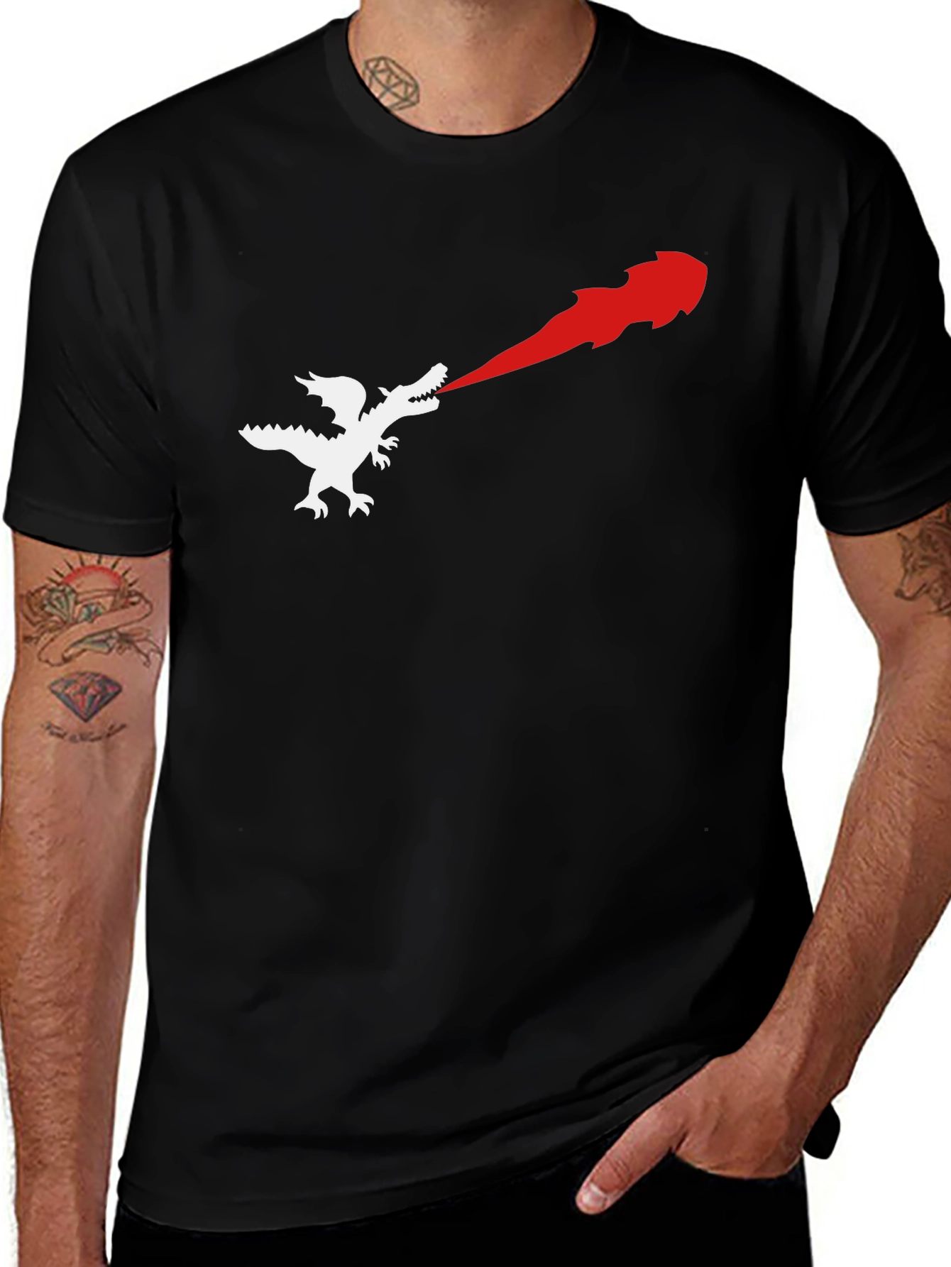 Dragon Fire Breath Graphic T-Shirt - Black