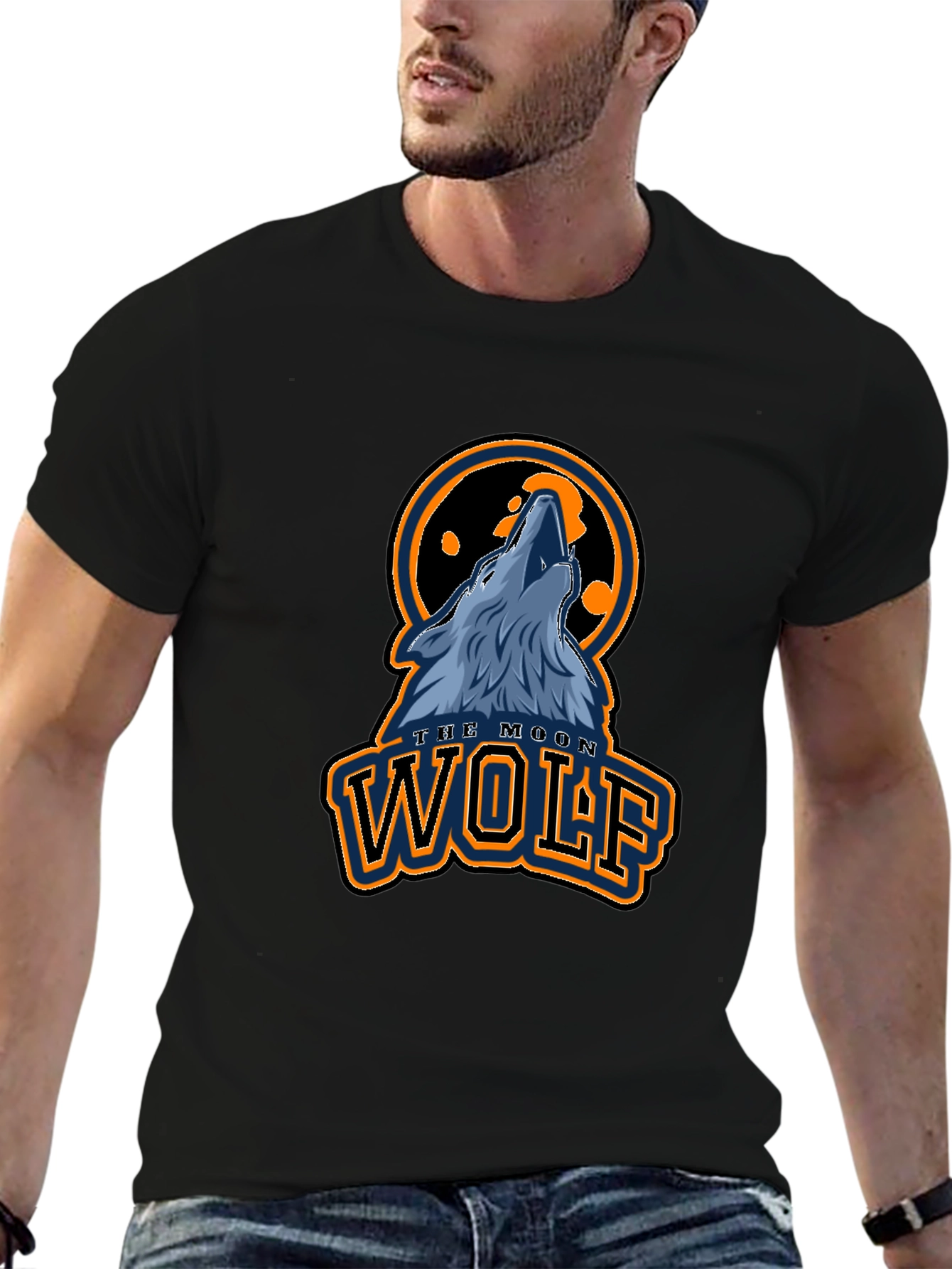 The Moon Wolf Graphic T-Shirt - Black