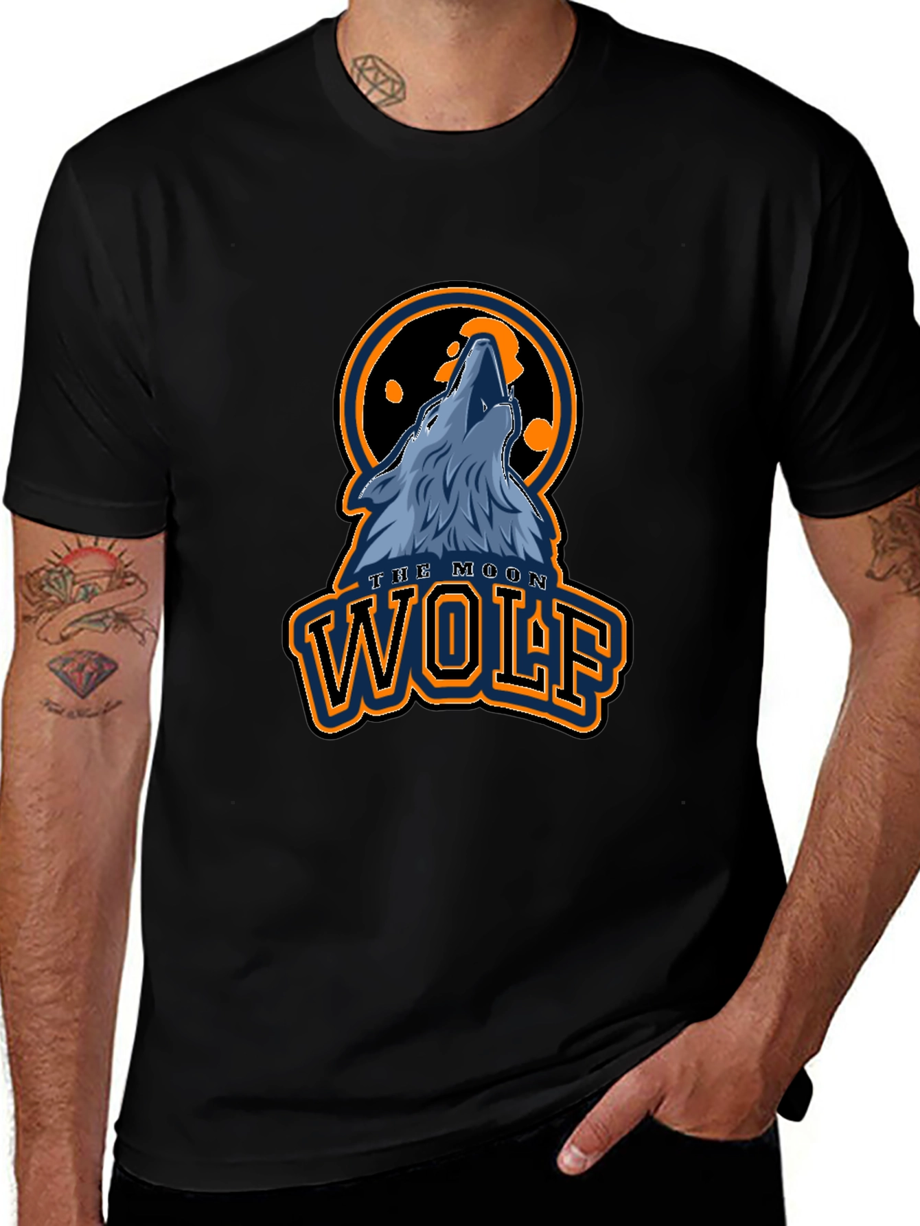 The Moon Wolf Graphic T-Shirt - Black