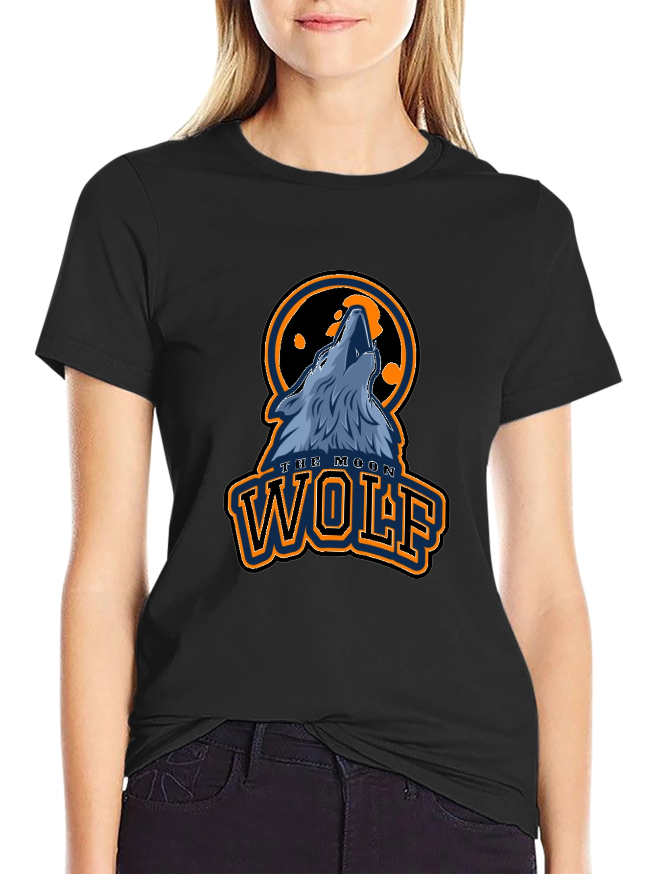 The Moon Wolf Graphic T-Shirt - Black