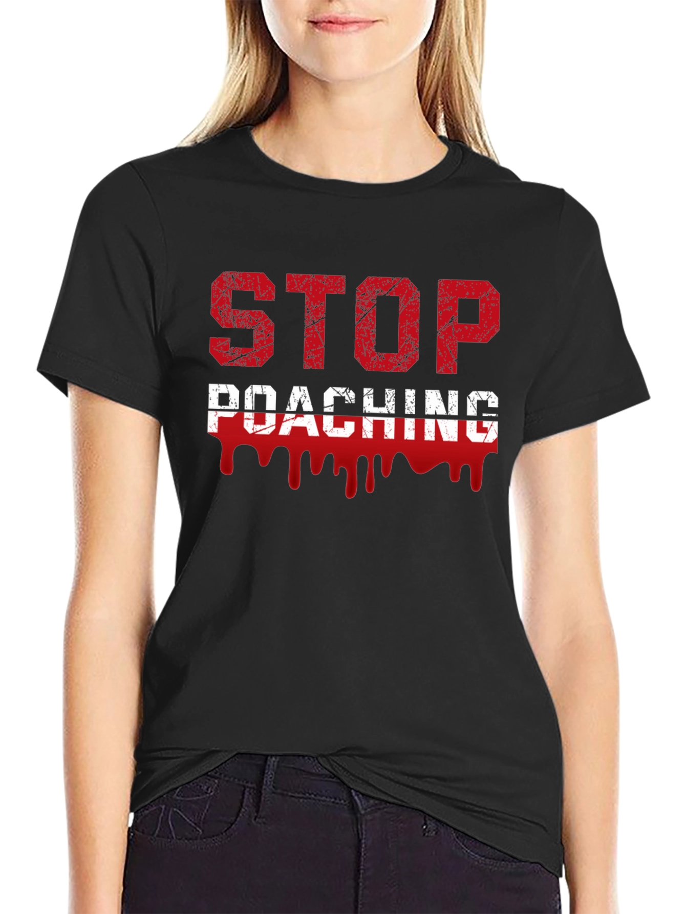 Stop Poaching Graphic T-Shirt - Environmental Awareness Tee