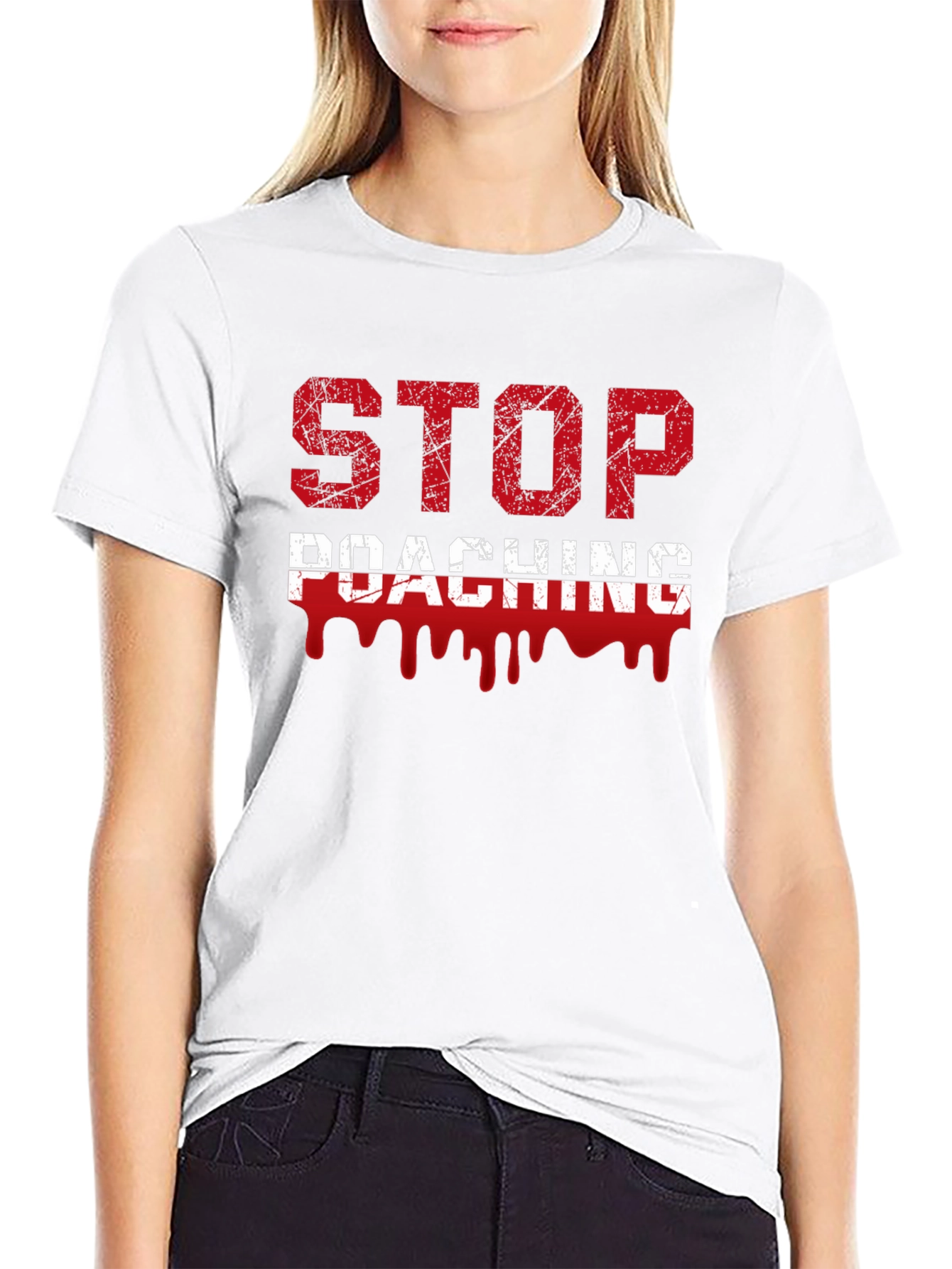 Stop Poaching Graphic T-Shirt - Environmental Awareness Tee