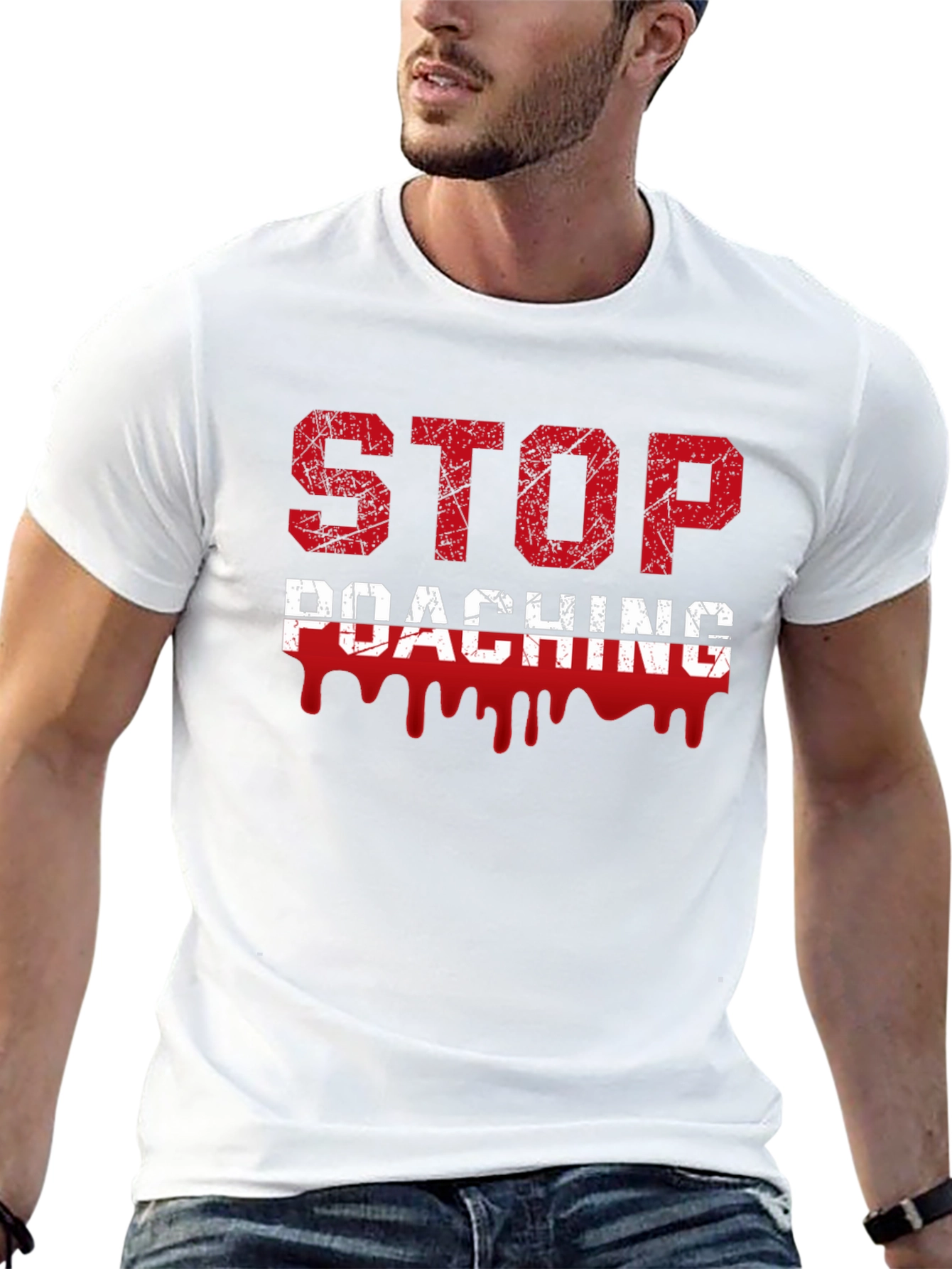 Stop Poaching Graphic T-Shirt - Environmental Awareness Tee