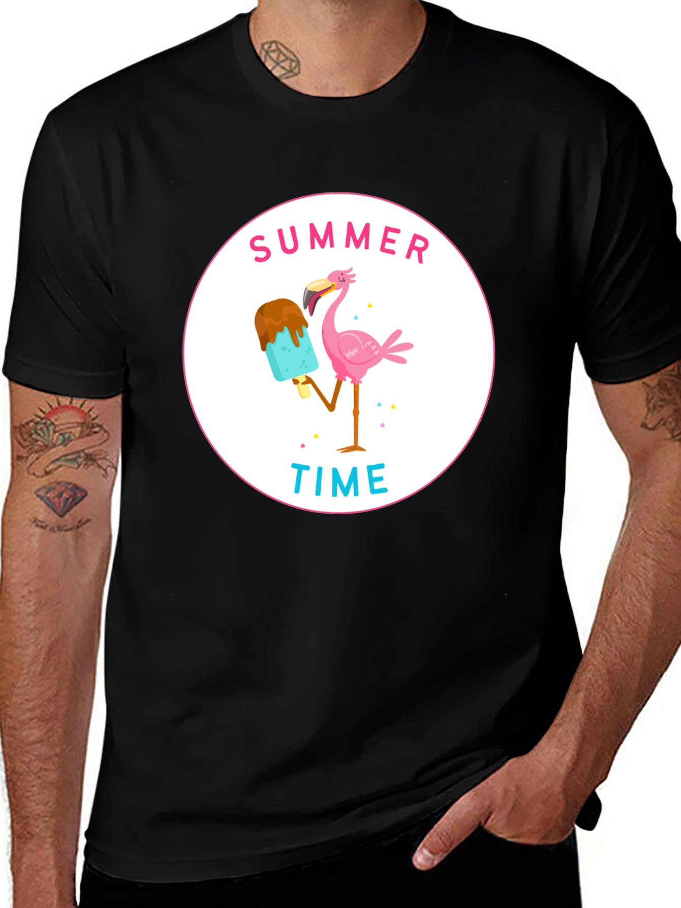 Summer Time Flamingo Graphic T-Shirt