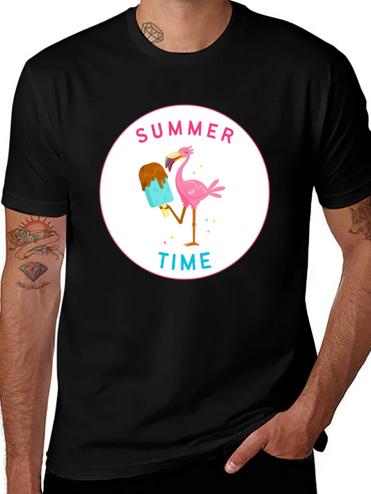 Summer Time Flamingo Graphic T-Shirt