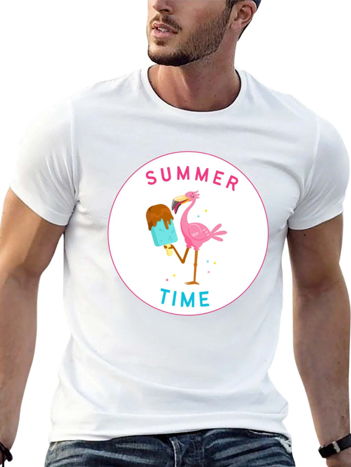 Summer Time Flamingo Graphic T-Shirt