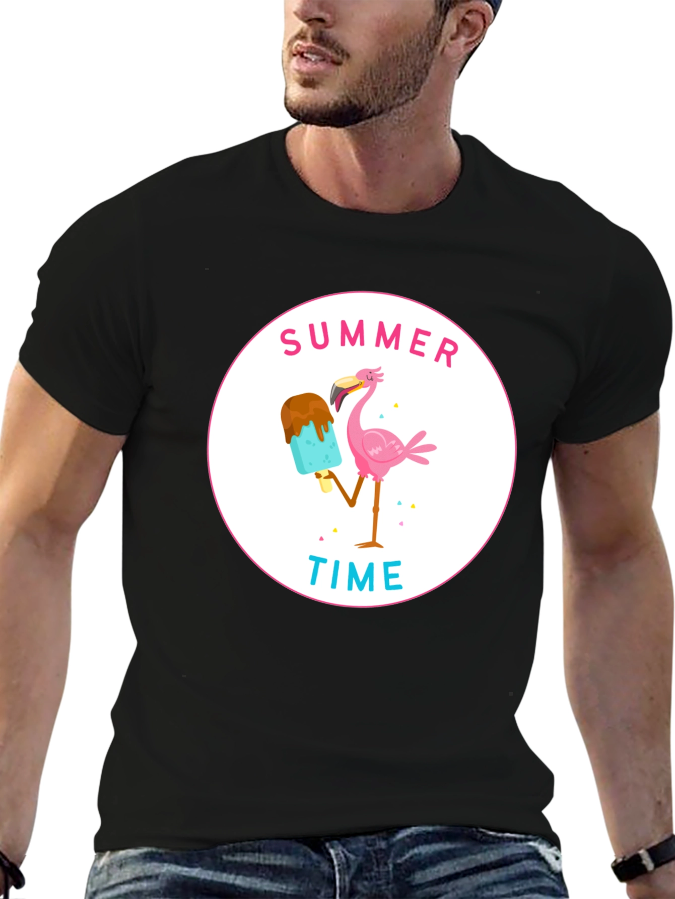 Summer Time Flamingo Graphic T-Shirt
