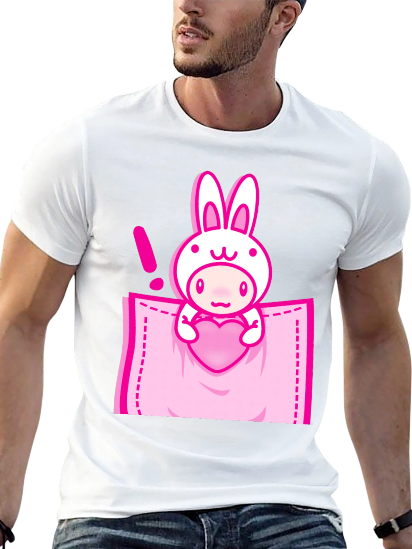 Cute Cartoon Rabbit Pocket T-Shirt
