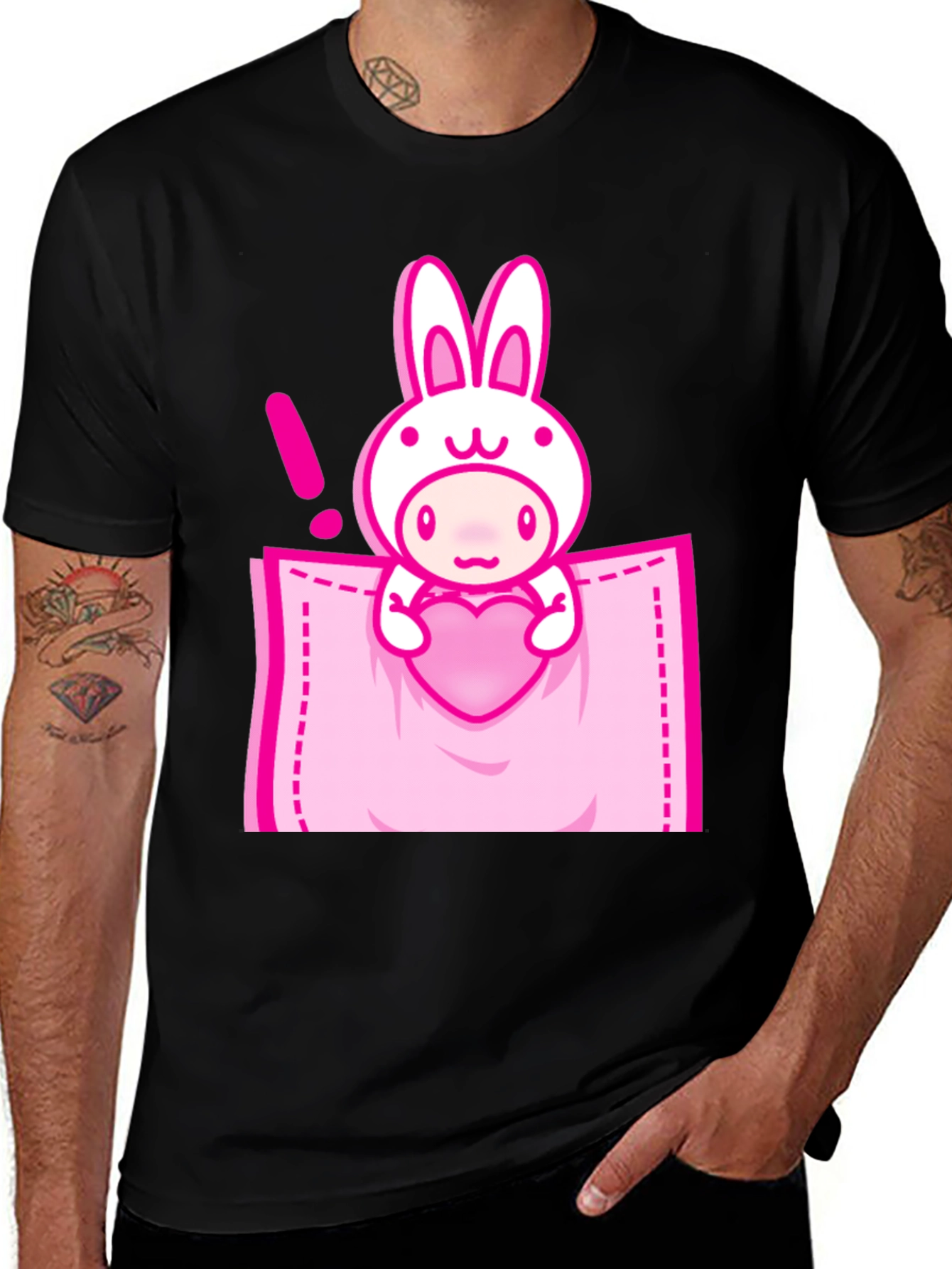 Cute Cartoon Rabbit Pocket T-Shirt